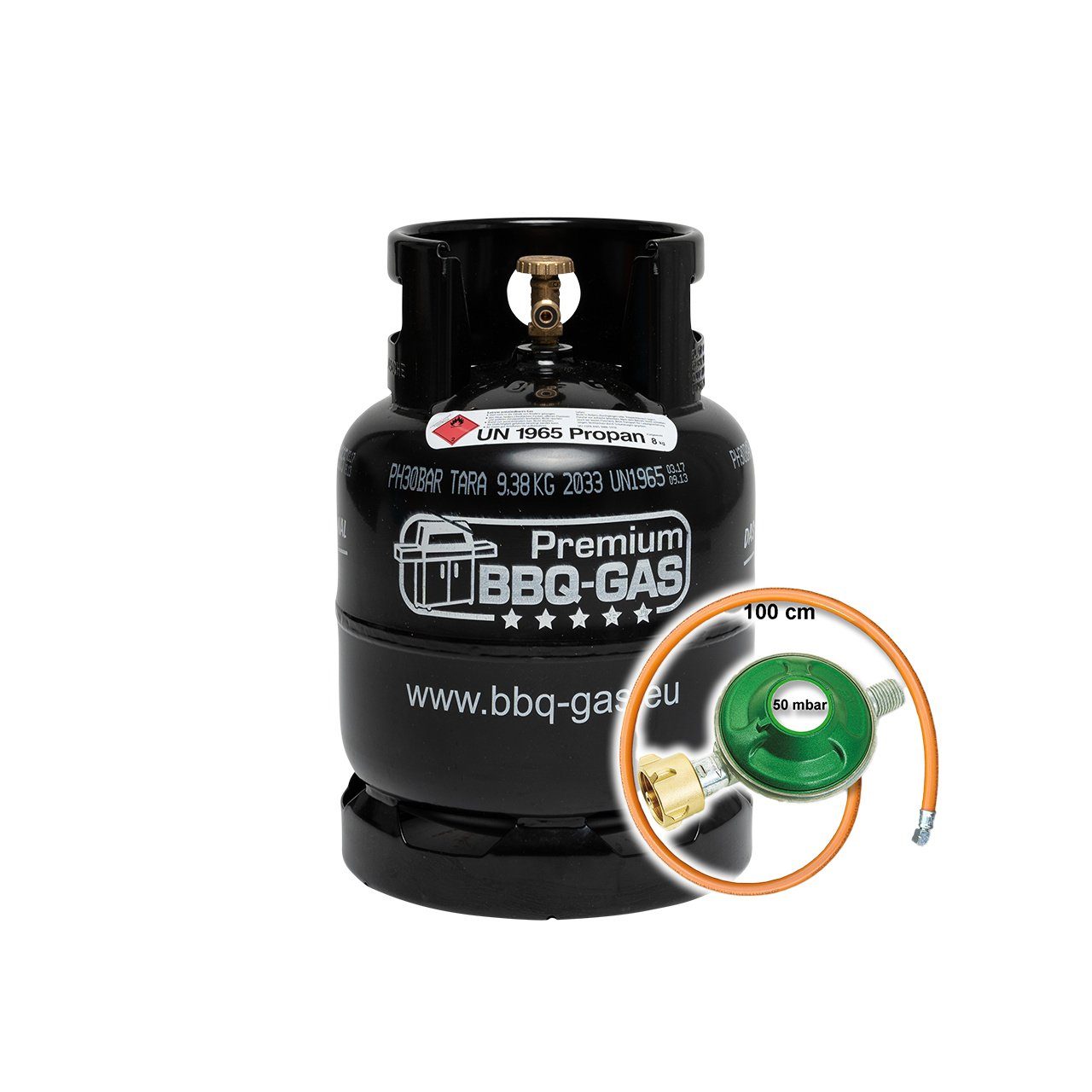 BlueCraft Gas, 8 kg Premium BBQ Gasflasche (leer) inkl. 50 mbar Camping  Regler