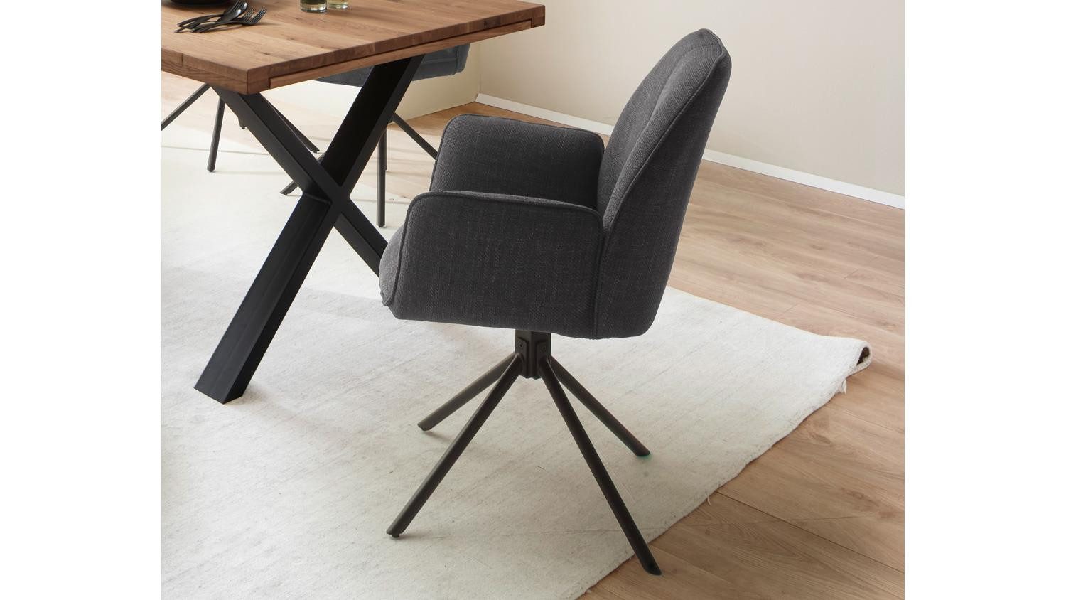 MCA furniture Armlehnstuhl 2er Set Drehstuhl Pemba mit Armlehne Stoff anthrazit 180° drehbar (2 St)