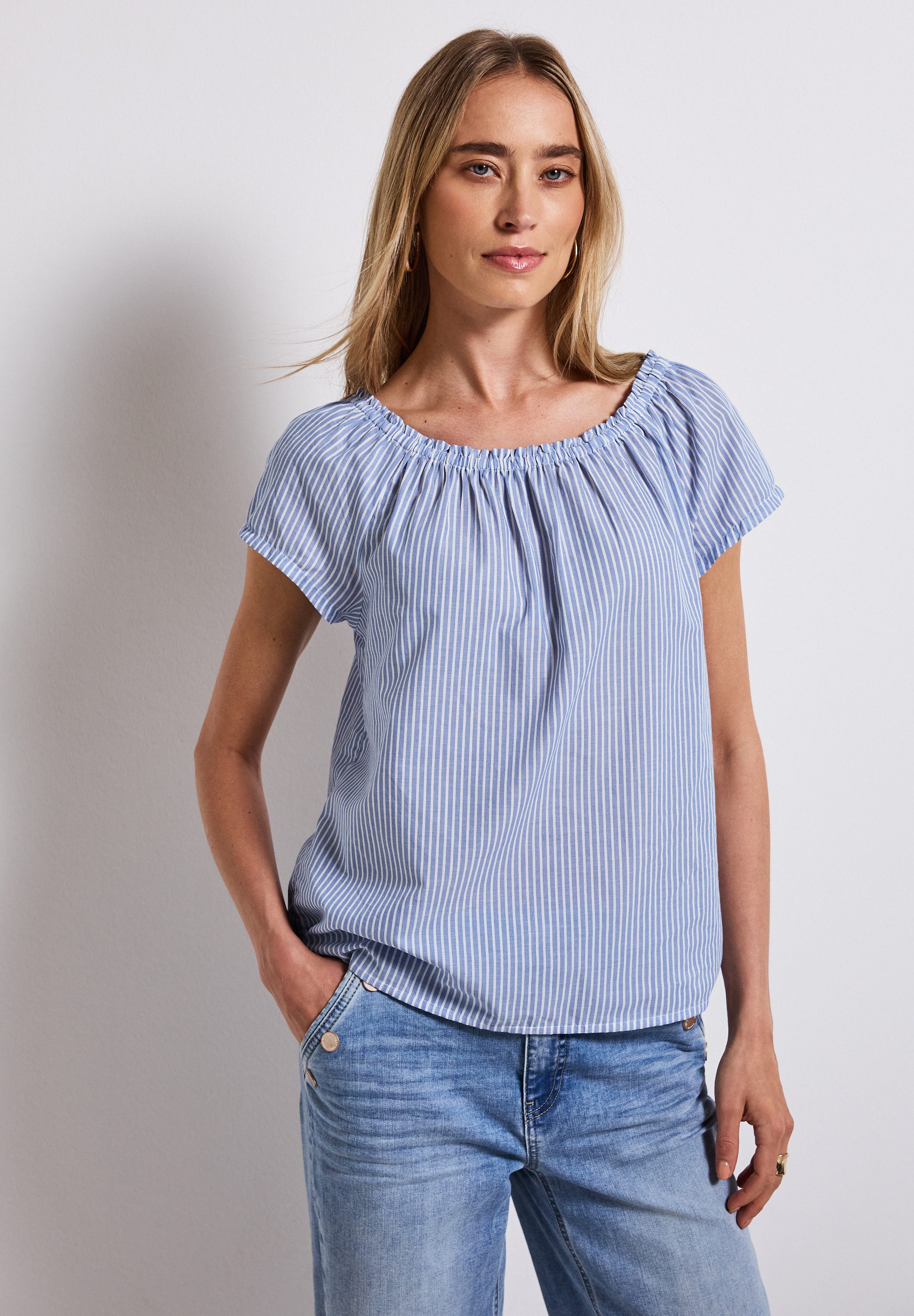 STREET ONE Kurzarmbluse im Streifen-Look günstig online kaufen
