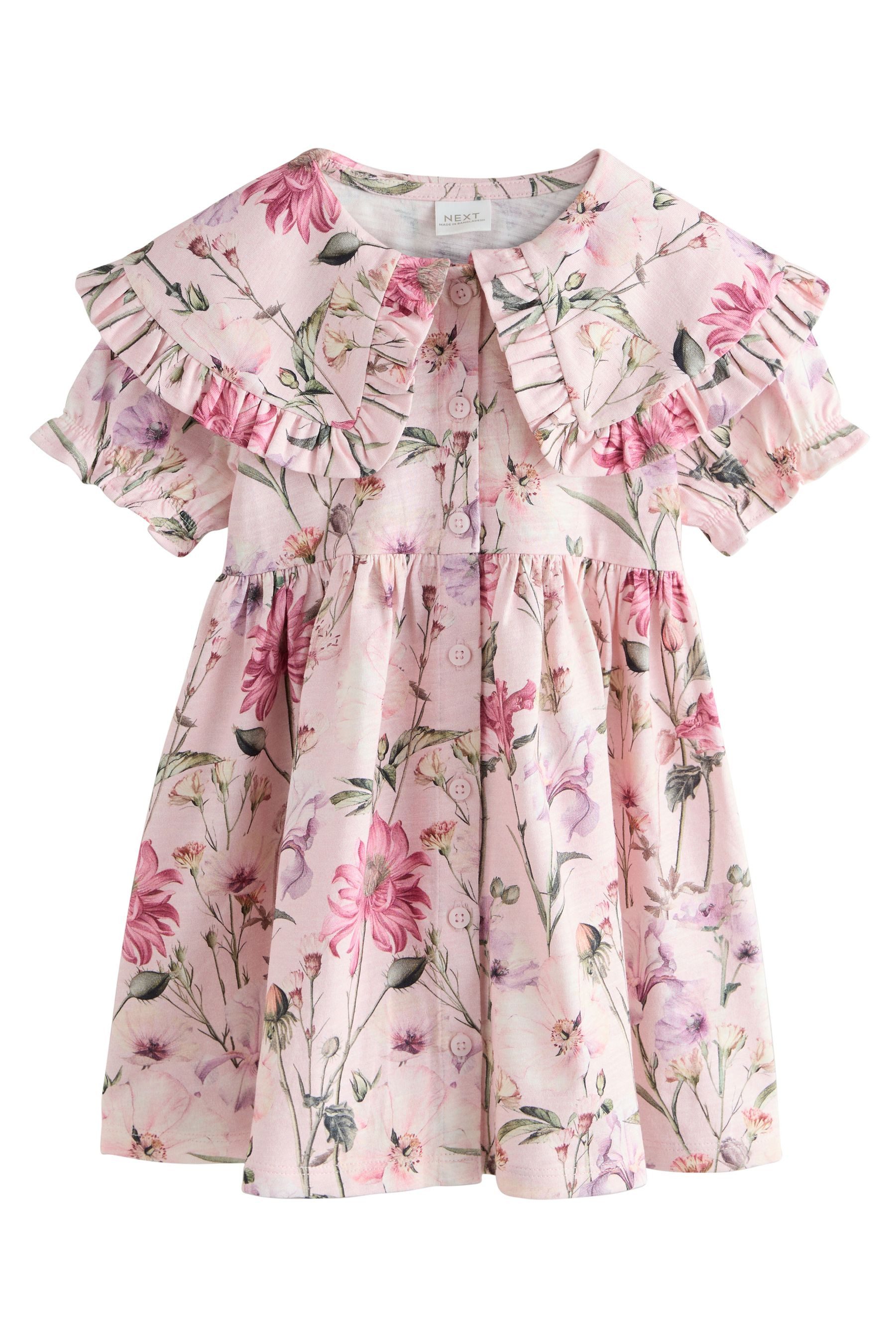 Jerseykleid Kurzärmeliges Kleid mit Kragen