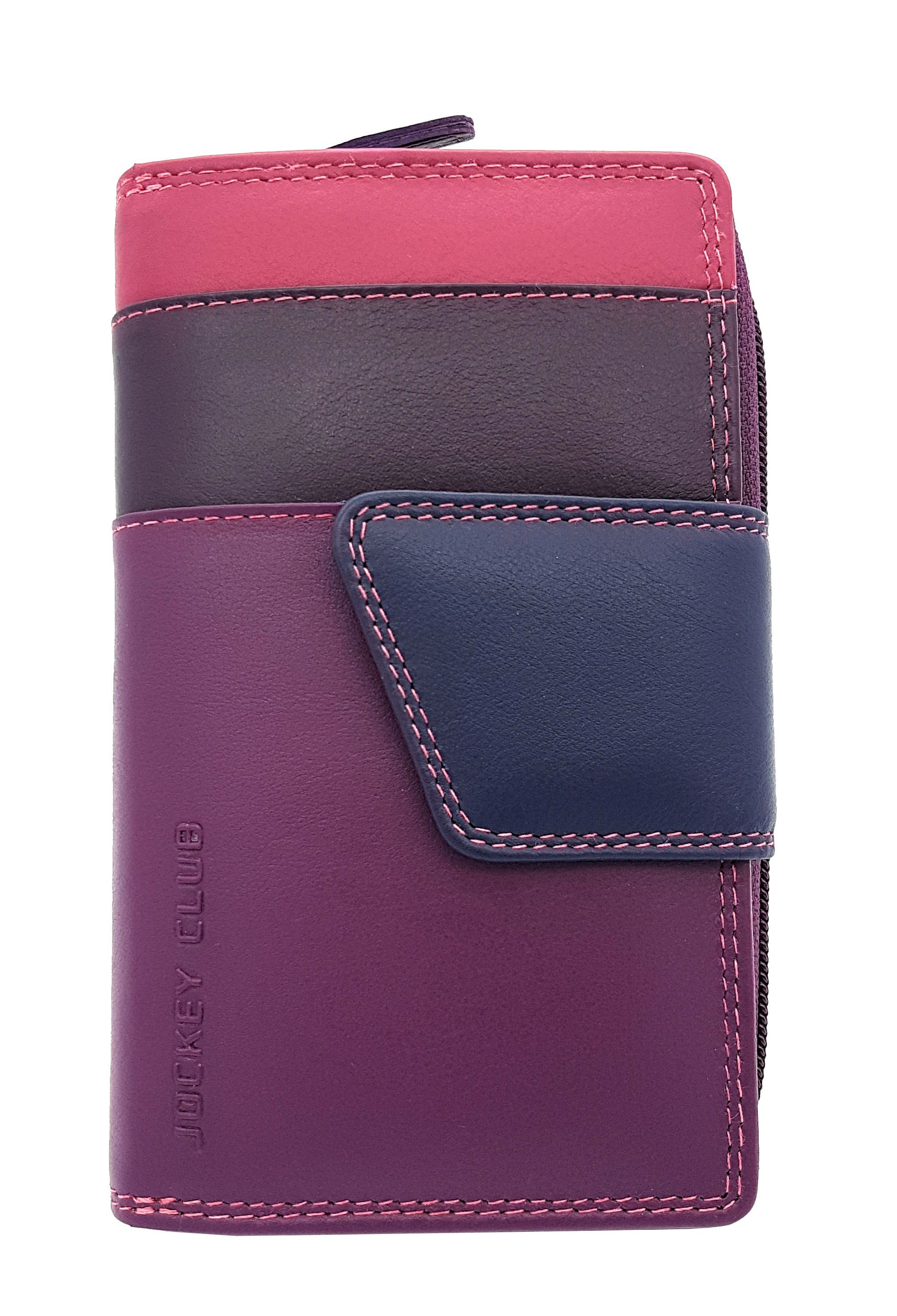 JOCKEY CLUB Geldbörse Rio, echt Leder mit RFID Schutz, Reißverschlussmünzfach, Außenriegel mit Druckknopf, beere