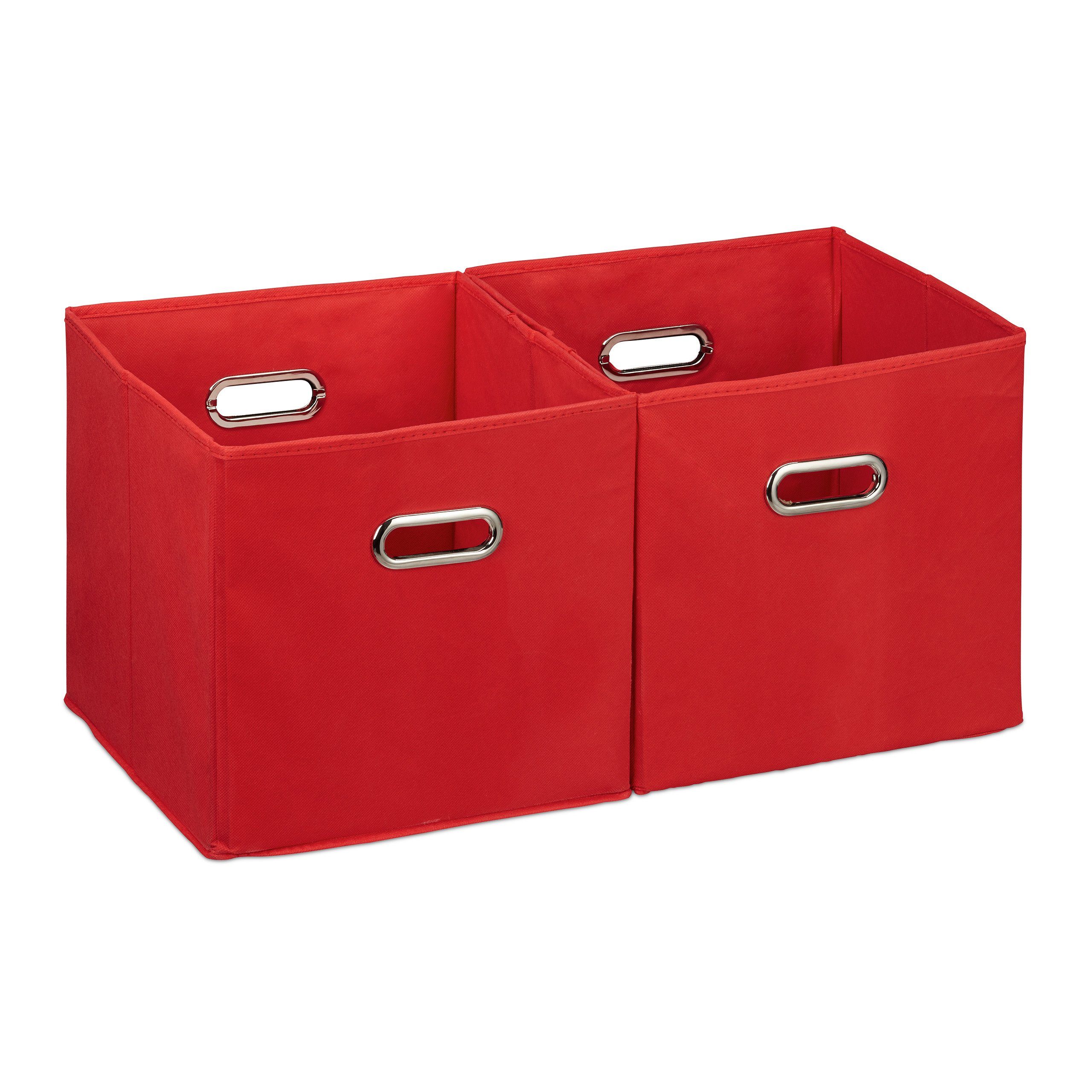 relaxdays Aufbewahrungsbox Stoff 2er Set, Rot günstig online kaufen