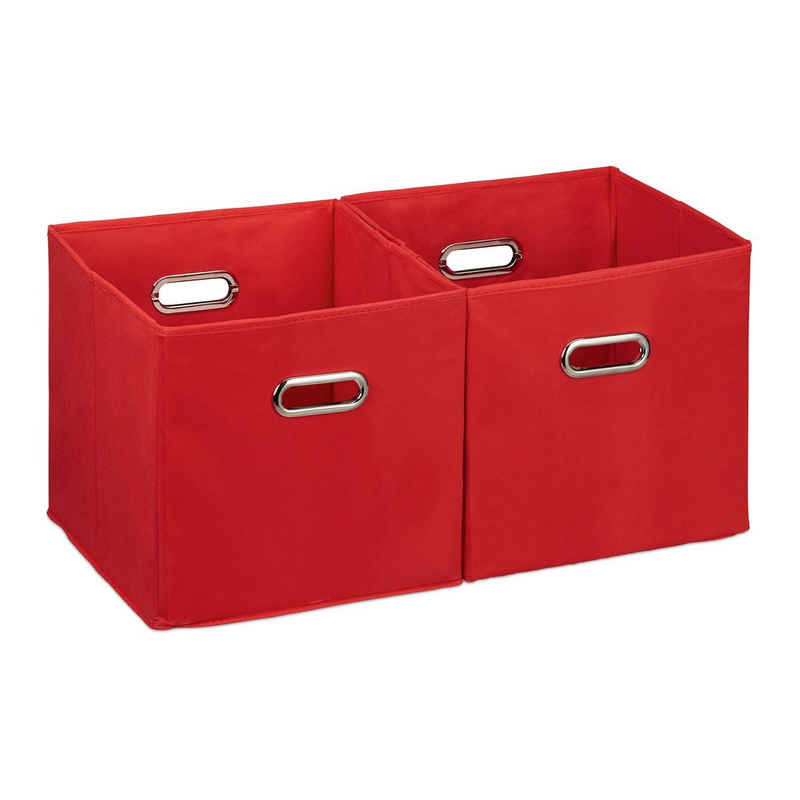 relaxdays Aufbewahrungsbox Aufbewahrungsbox Stoff 2er Set, Rot