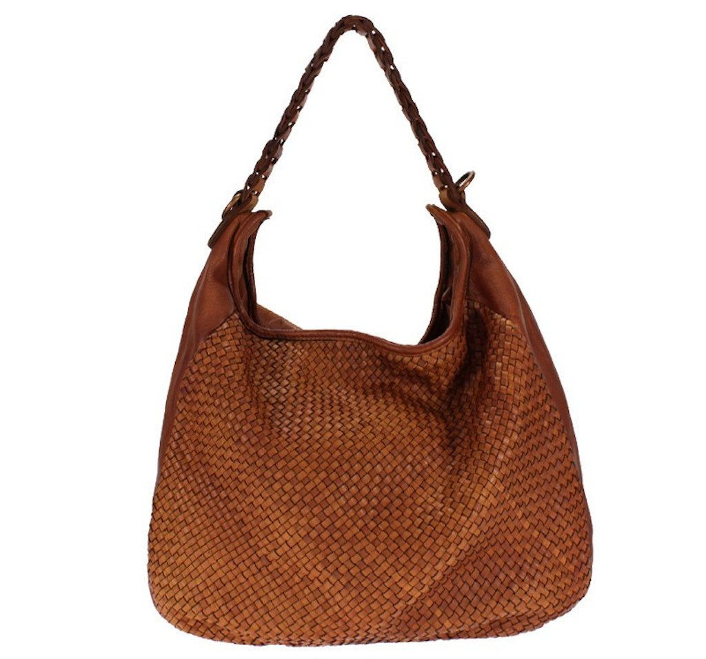 BZNA Schultertasche Manja Italy Designer Damen Handtasche Umhängetasche Tasche, geflochtenes Leder Front