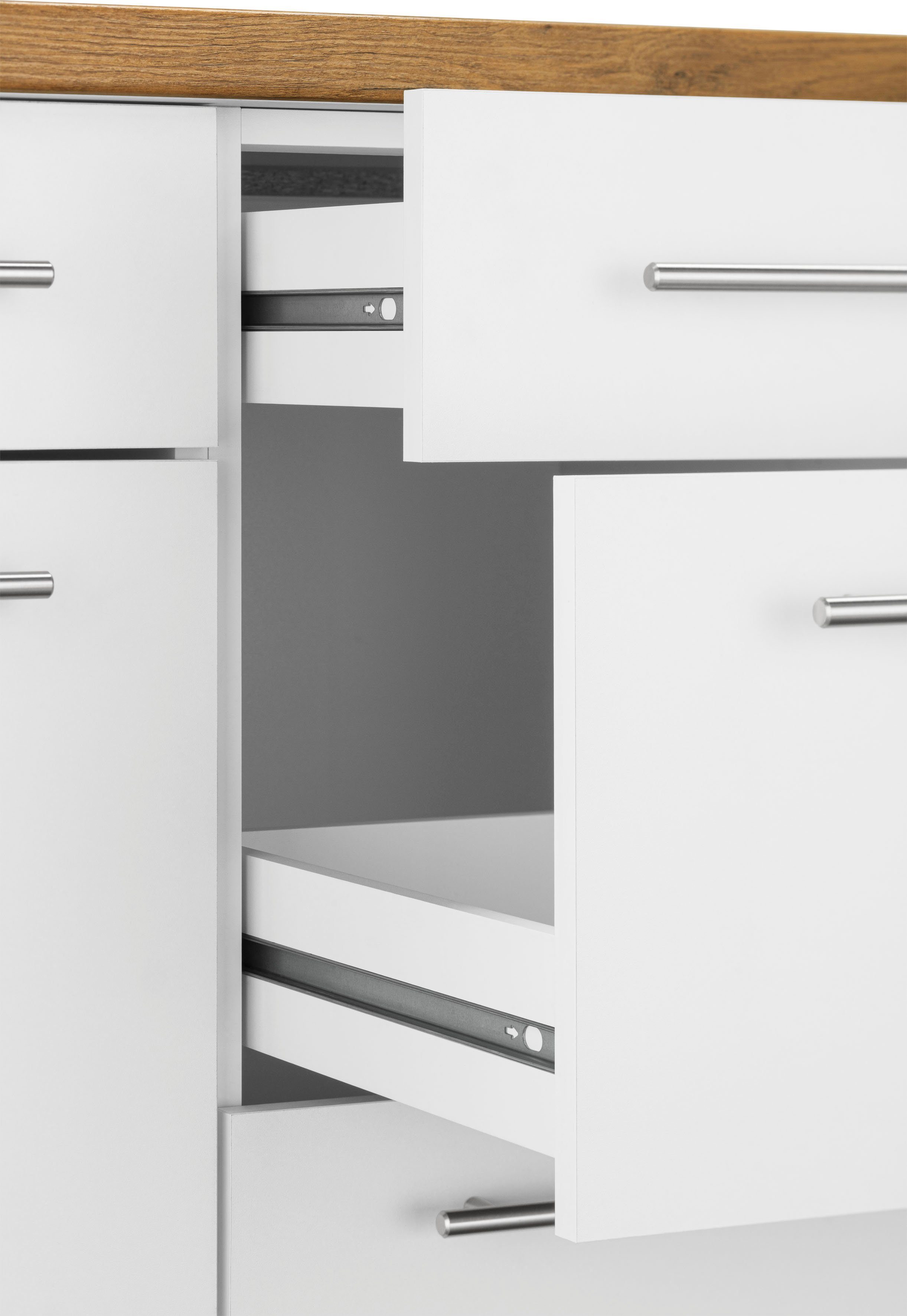Küchen Unterschrank breit weiß/kastelleichefarben | cm Unna wiho Weiß 150