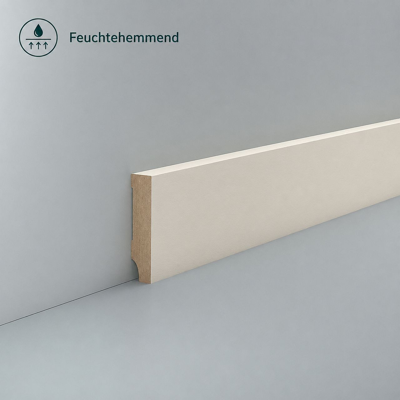 Südbrock Sockelleiste Sockelleiste weiß 13 x 58 feuchtehemmend Bad Küche Hobbyraum, L: 250 cm, H: 5.8 cm, 1-St., Feuchtehemmend durch langlebige PUR-Verleimung