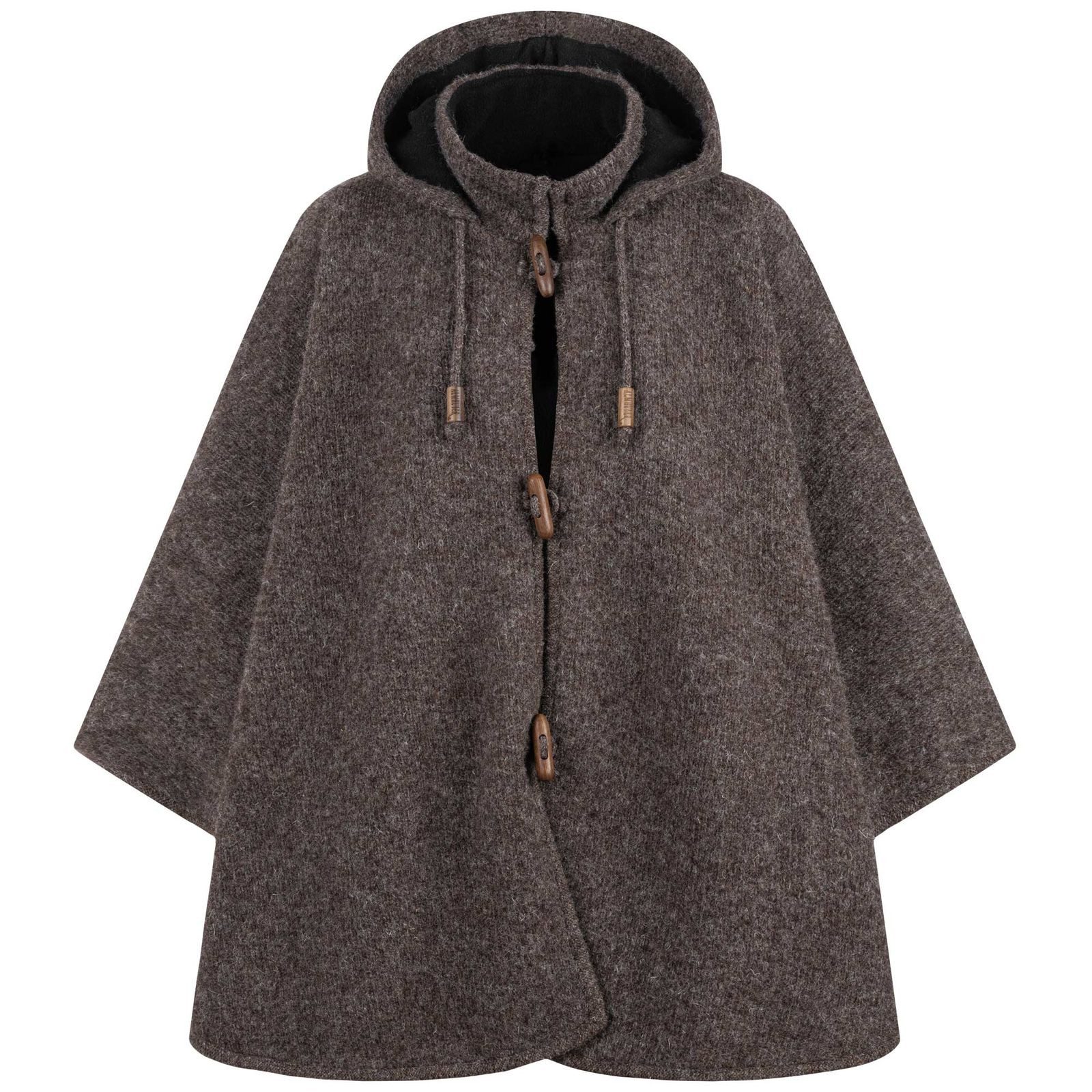 Strickcape Strick Poncho+Kapuze Umhang Cape Strickjacke Wolle Jacke Winter Mantel