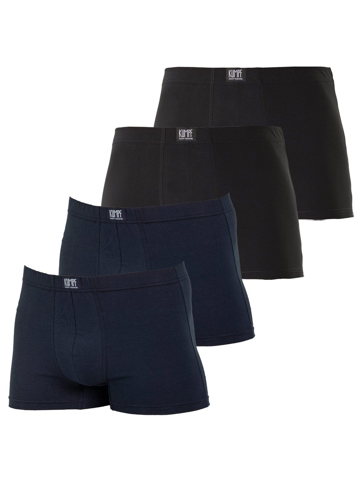 Pants 4-St) KUMPF 4er Herren Bio hohe Sparpack Markenqualität (Spar-Set, Retro Cotton navy schwarz Pants
