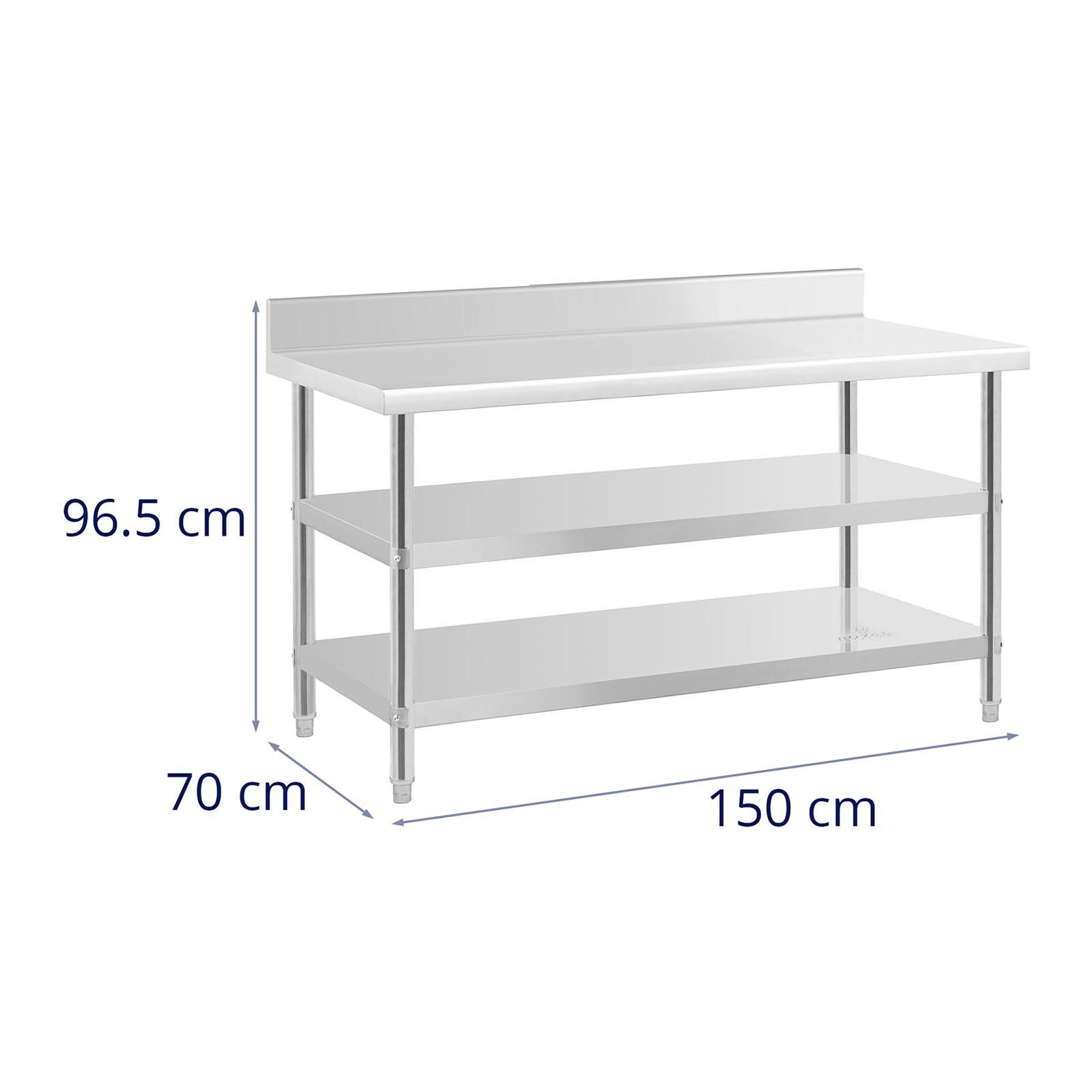 mit 150x70x16.5cm Catering Royal Aufkantung 226kg - - Ablagen Arbeitstisch Edelstahltisch 2 -