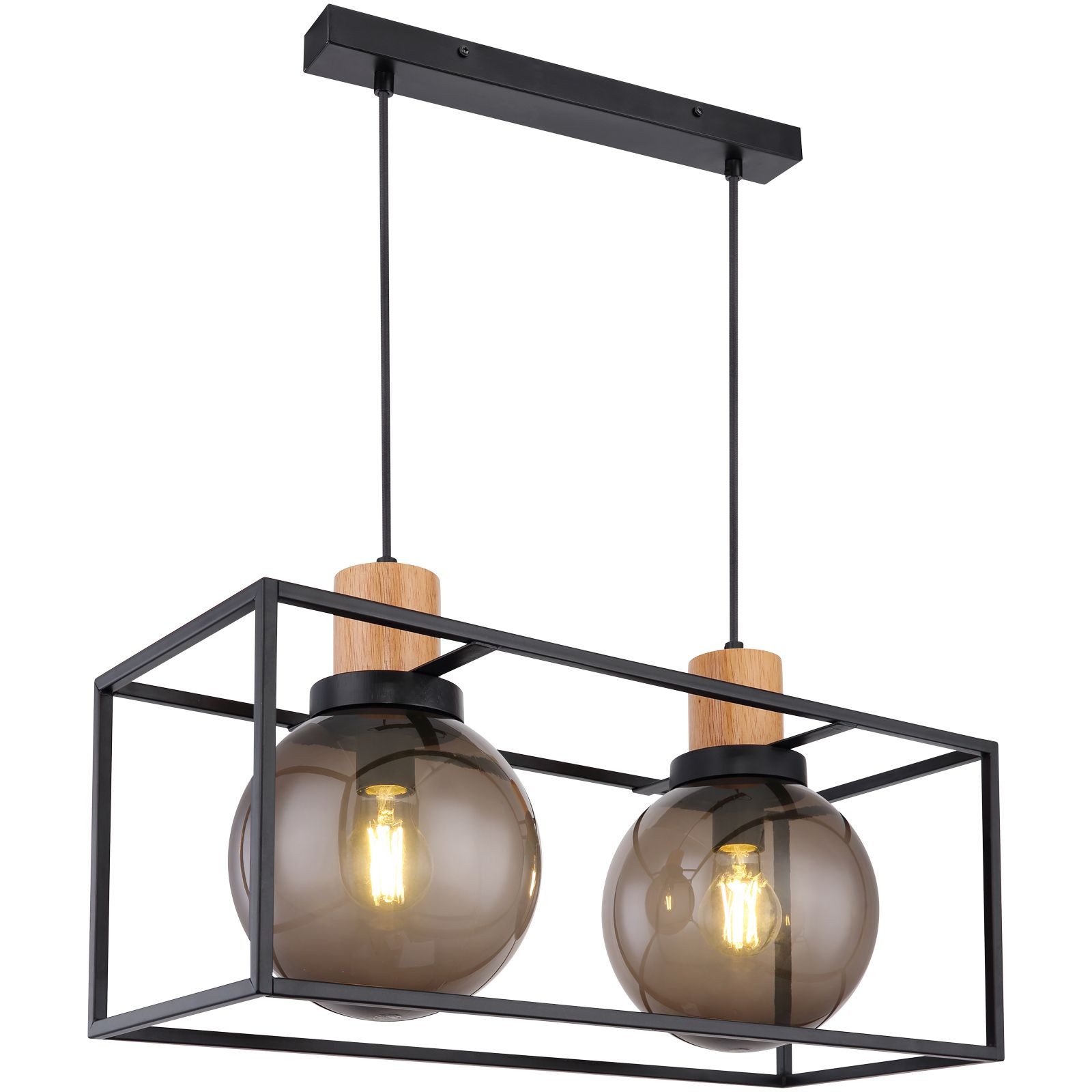 Globo Hängeleuchte Trixi – 4 Flammig, Schwarz, Metall, 95 Cm Lang, E27 Sockel, Für Wohnzimmer & Esszimmer