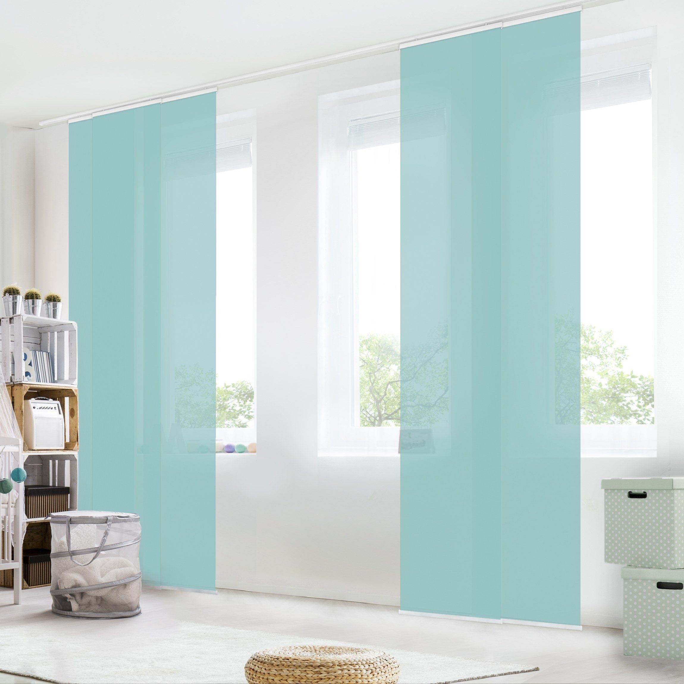 Bilderdepot24 Schiebegardine modern Flächenvorhang blickdicht Pastelltürkis günstig online kaufen