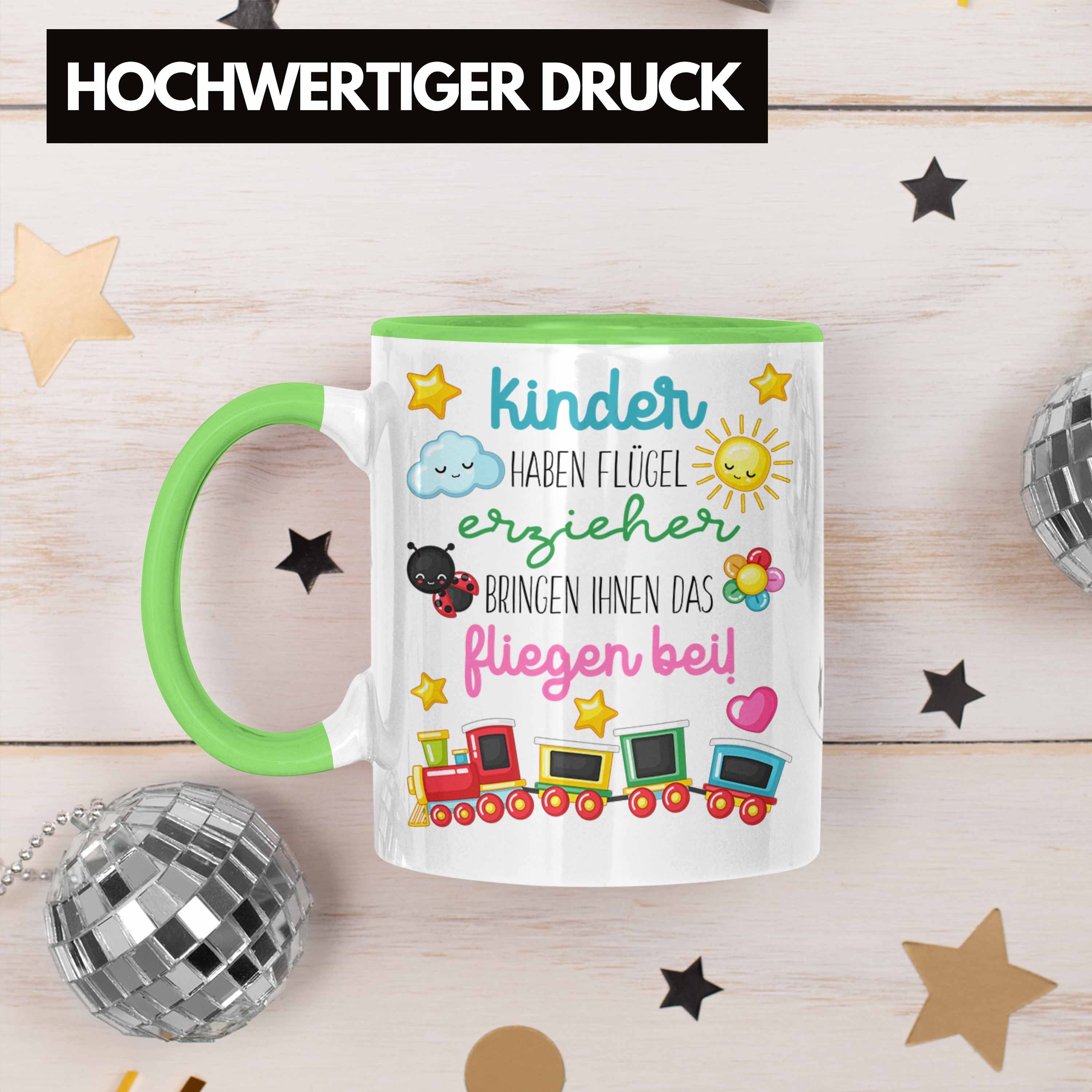 Beste Tasse Trendation Erzieherin Danke Abschiedsgeschenk Tasse Geschenk - Dankeschön Trendation Spruch Grün Flügel Kindergärtnerin