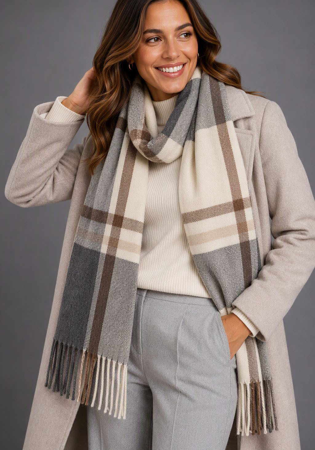 Laura Scott Schal, Webmaterial, kariertes Muster, für Herren und Damen