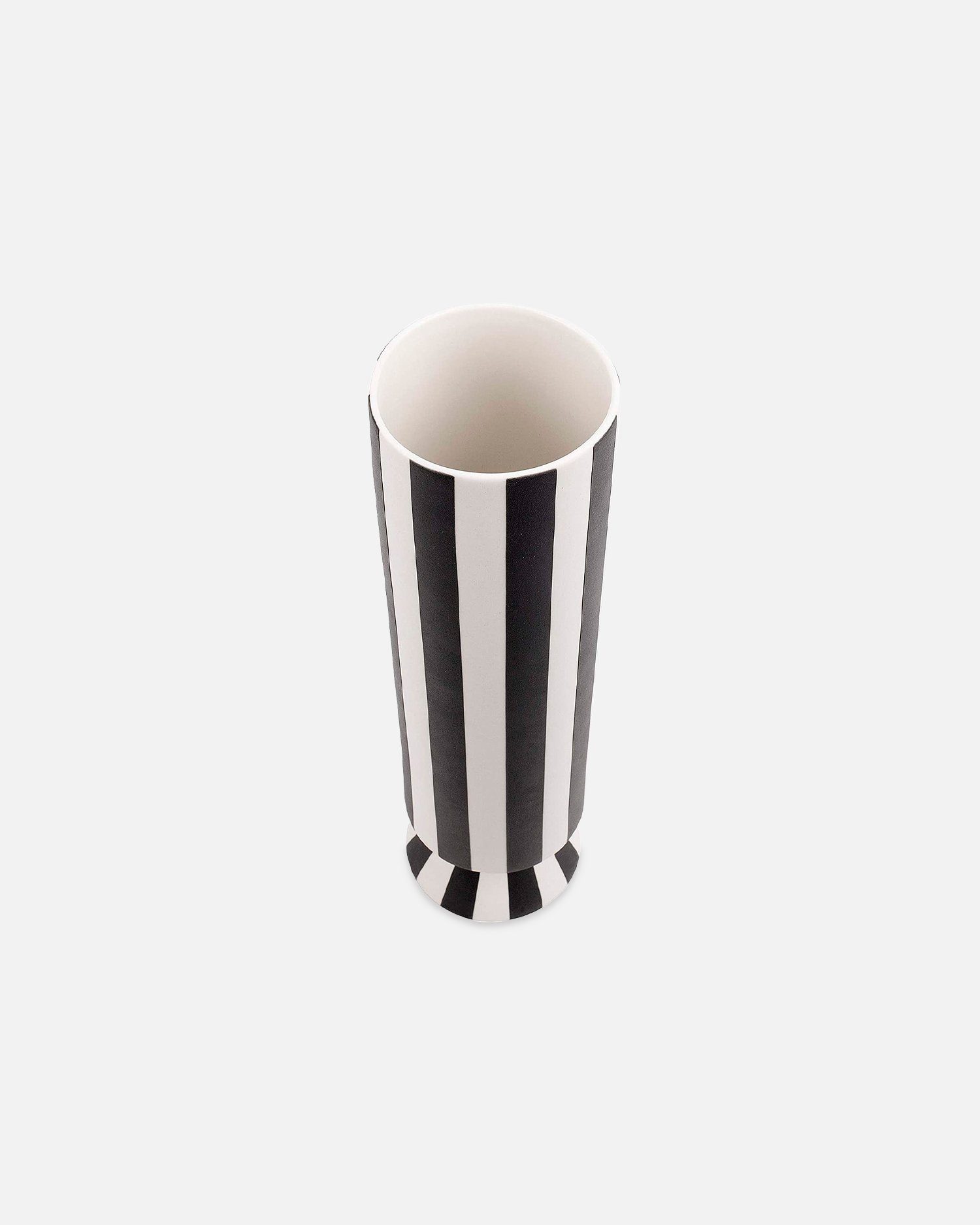 cm OYOY Weiß/Schwarz Gestreift High Hoch Keramik Blumenvase Schmal 31x8,5 Dekovase Toppu - Vase