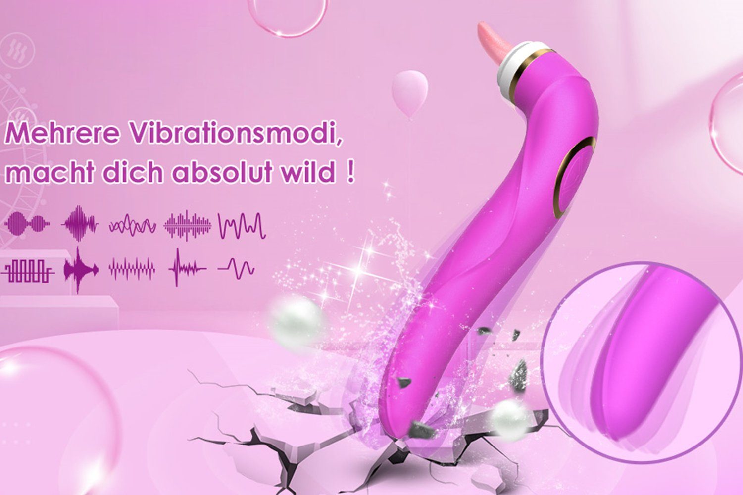 Vibratoren,Zungen Klitoris-Stimulator 8 Sauger rosa 5 Sexspielzeug, Vibrator Lecken Erotik autolock Mit 10 Klitoris Vibrationsmodi Saugenmodi