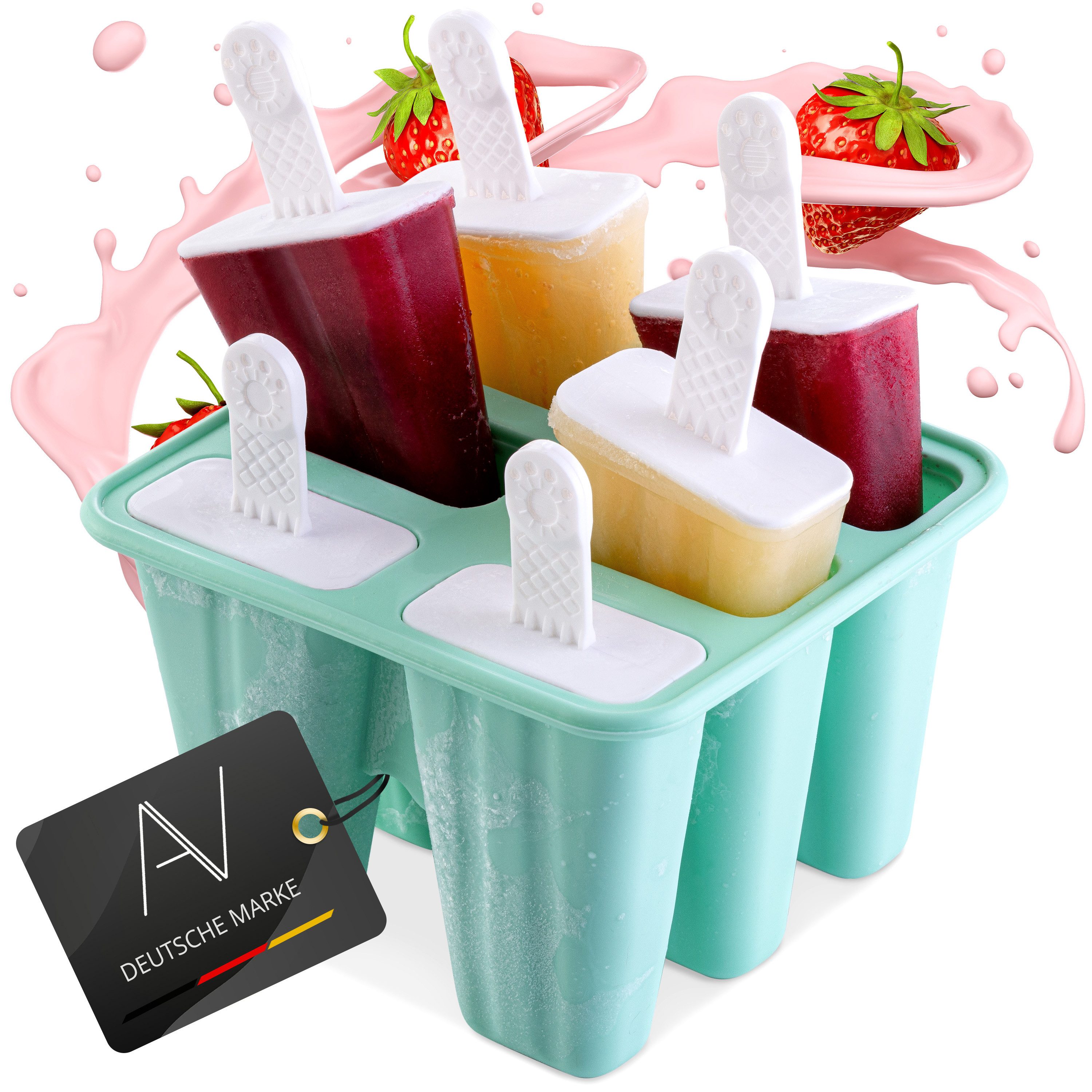 AVANA Eisform Silikon Eis am Stiel Formen 6 Stück Wassereis Eiscreme Eislutscher, BPA-frei, Wiederverwendbar