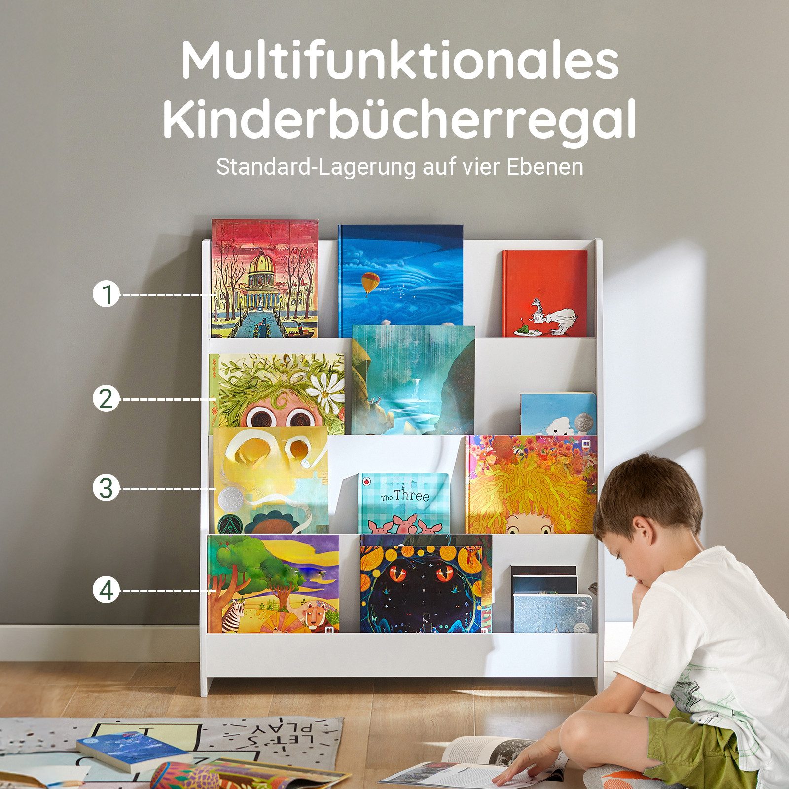 SoBuy Bücherregal DE-KMB32, Kinder Bücherregal Kinderregal, mit 4 Ablagefäc günstig online kaufen