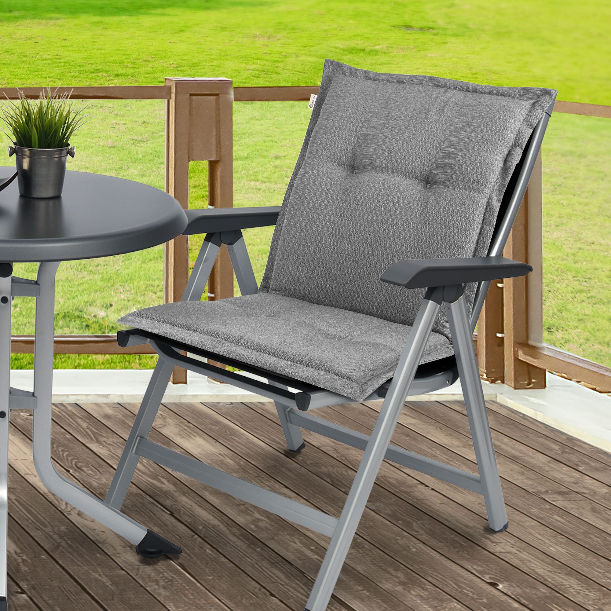 Beautissu Sitzauflage 2x Set Gartenstuhlauflage Niedriglehner HighLux 105x50x7cm Hellgrau, Auflage Niederlehner Gartenstuhl Robuster Stoff & UV-Lichtechtheit