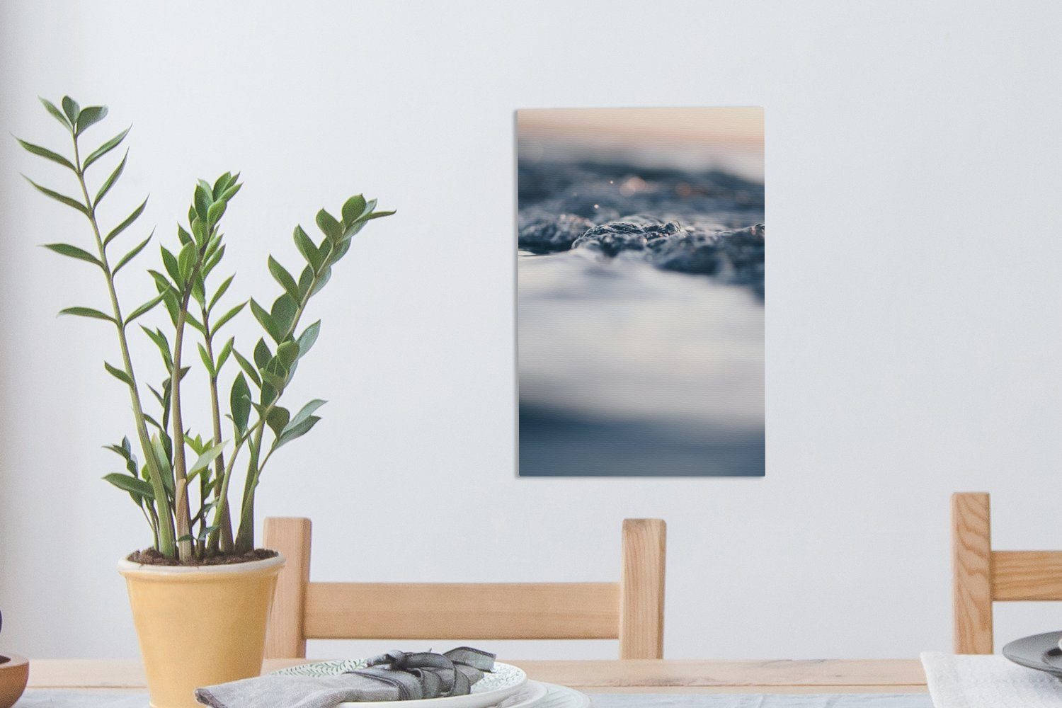 Zackenaufhänger, Leinwandbild St), bespannt Leinwandbild - Meer - Wasser inkl. OneMillionCanvasses® 20x30 (1 Gemälde, fertig cm Wellen,