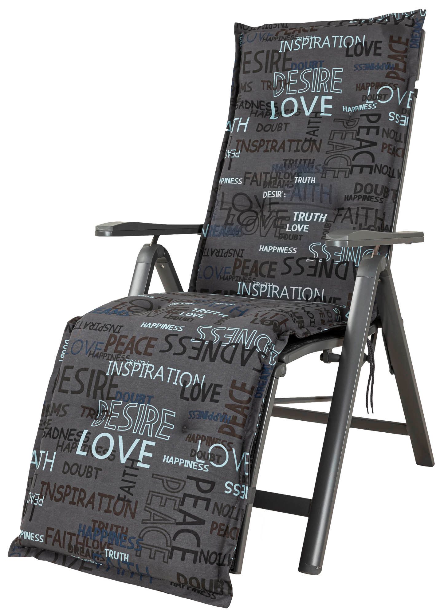 KETTtex Sesselauflage Relaxliege Florence 0575 anthrazit Schrift 170x50x6 cm KETTtex