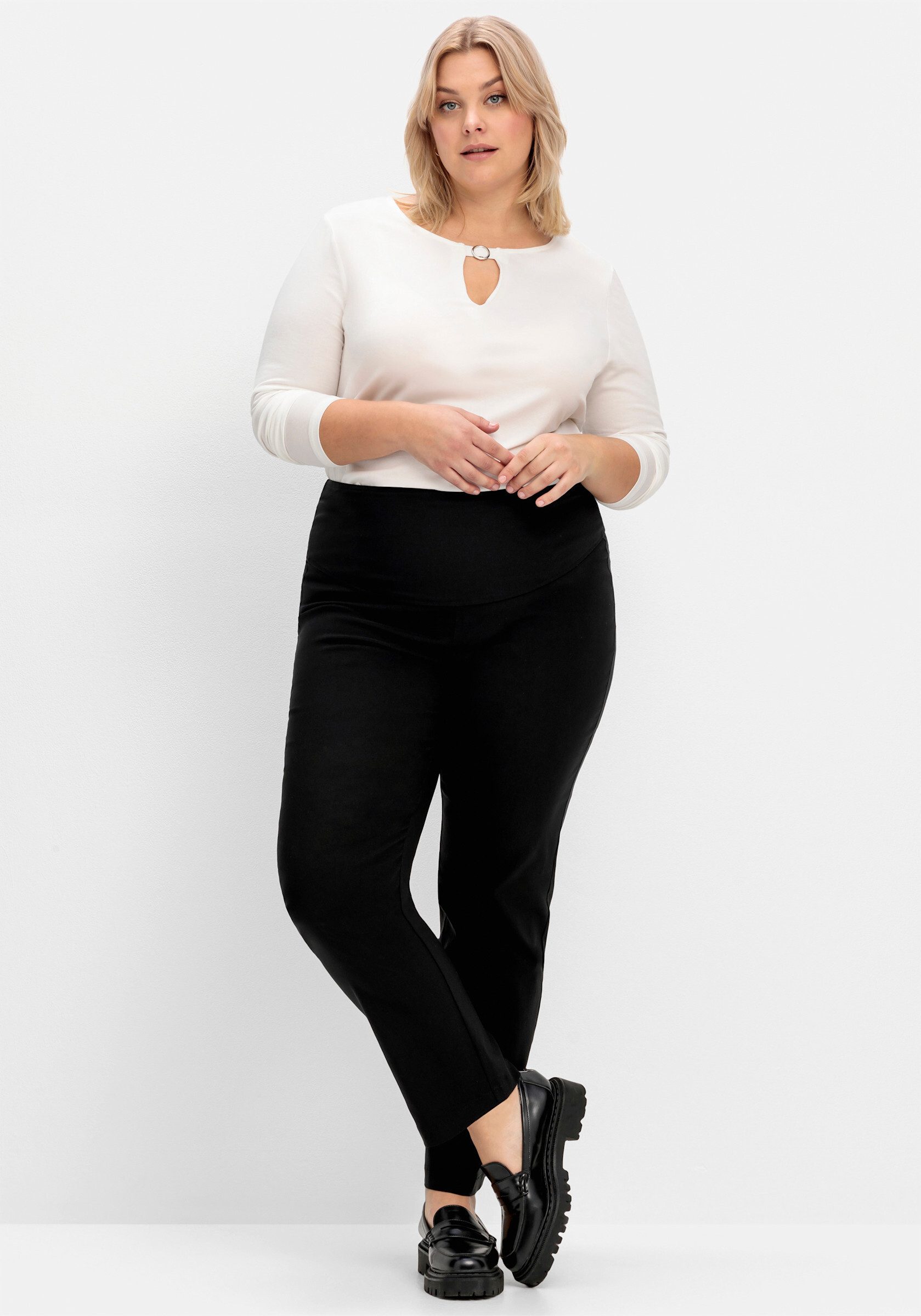 Sheego Jerseyhose Schlupfhose Innenbeinlänge ca. 85 günstig online kaufen