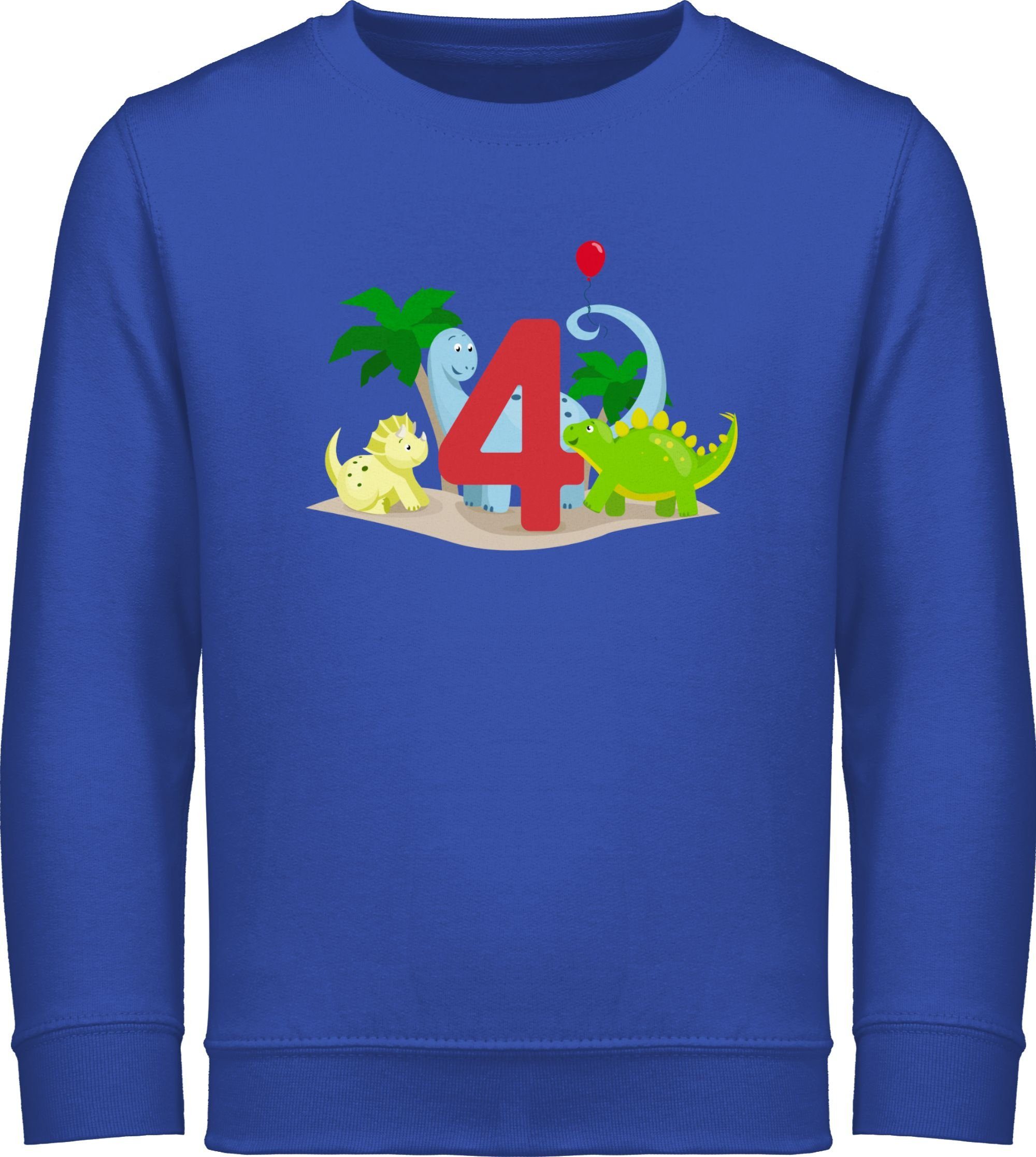 Shirtracer Sweatshirt Dino Vier 4. Geburtstag 1 Royalblau | Sweatshirts