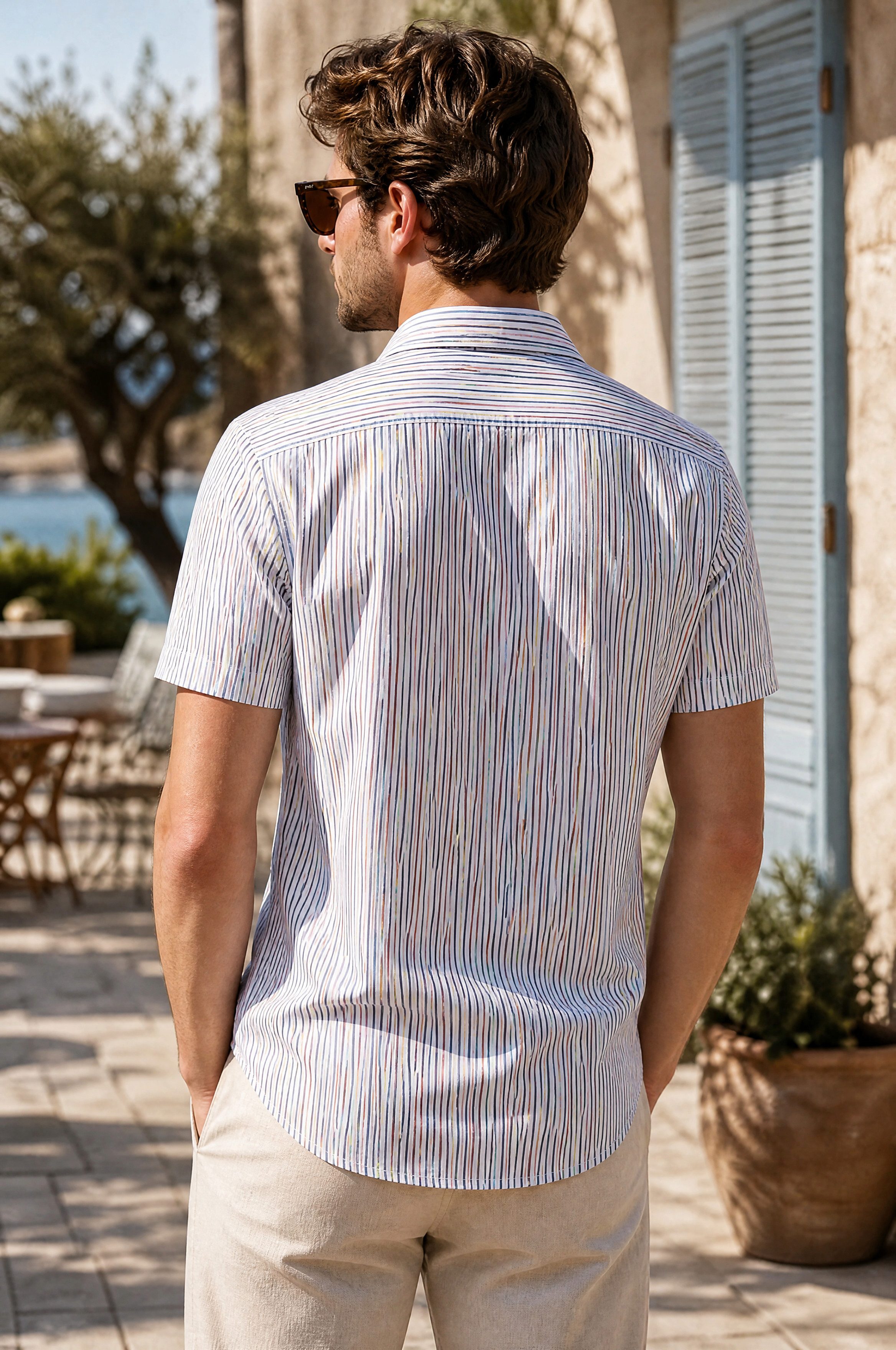 Haupt Kurzarmhemd Modern Fit Kurzarm Baumwoll-Herrenhemd Multicolor Style Sommer