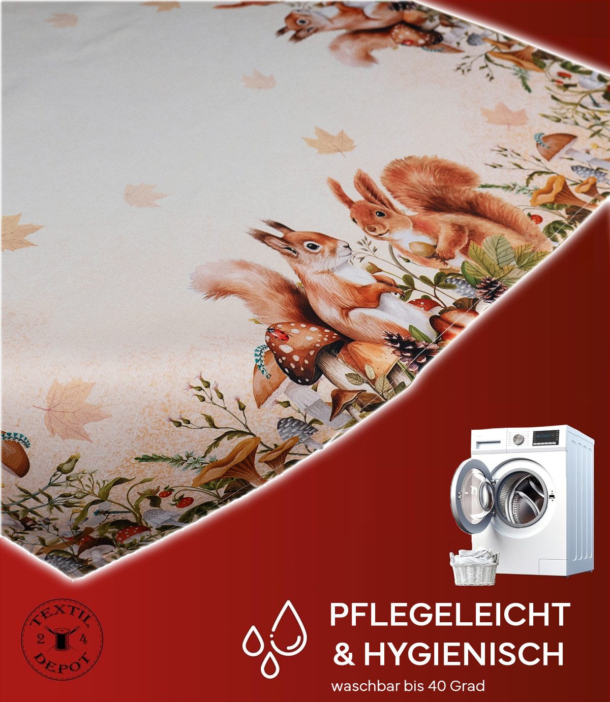 texpot Tischdecke Tischläufer Druck Eichhörnchen Herbst günstig online kaufen
