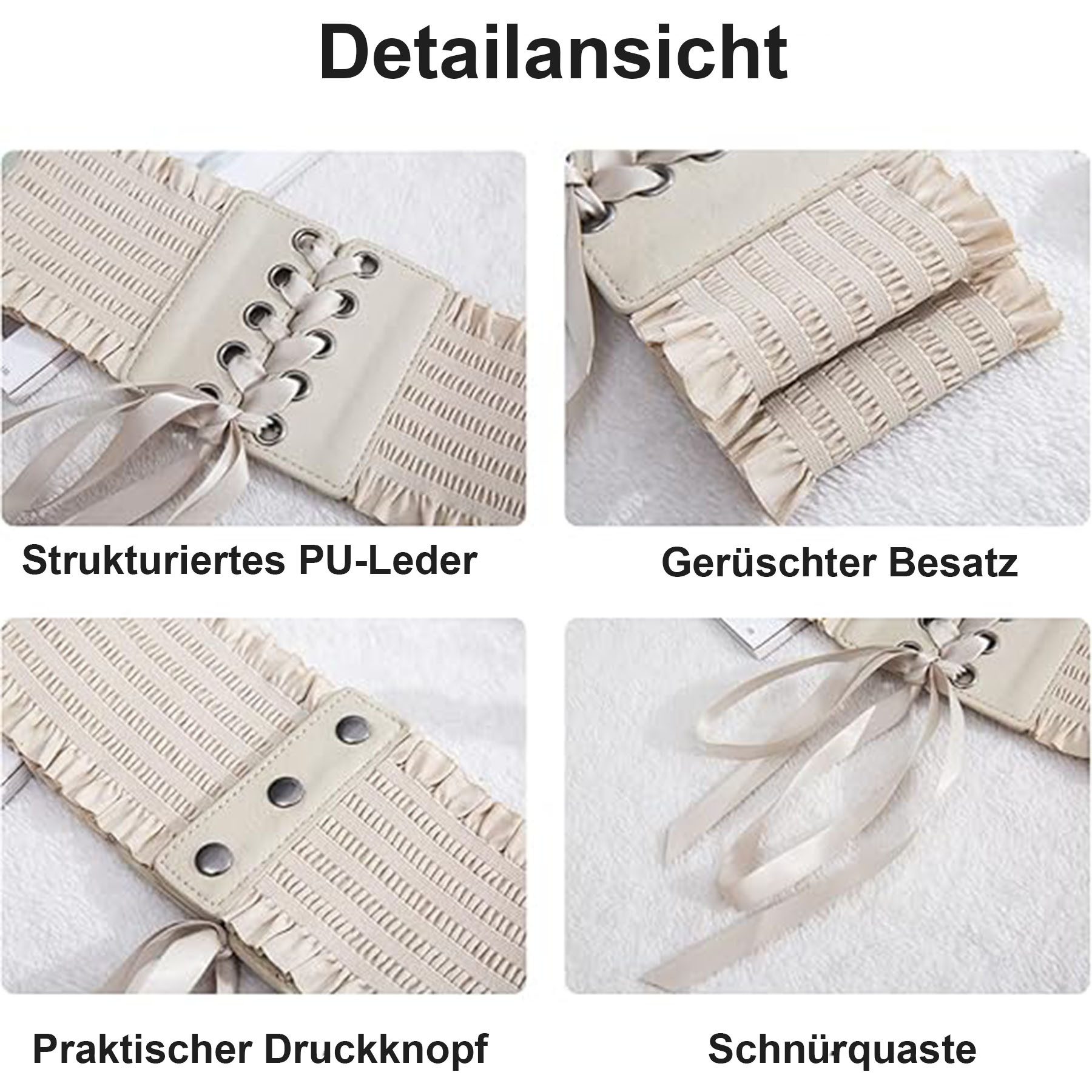 Mutig Taillengürtel 2-teiliger Satz Breite dehnbare Gürtel für Damen,Vintage Taillengürtel (Tied Schnürung Gürtel mit Schnalle,Modischer & vielseitiger Dekogürt – Bild 5 von 5