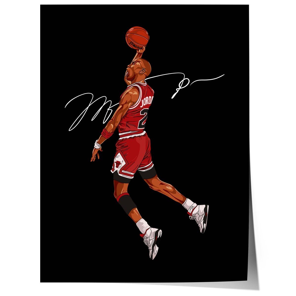 JUSTGOODMOOD Poster Basketball Dunk conic Jump Shot llustration Chicago Style Sport Art Ur, (1 St)