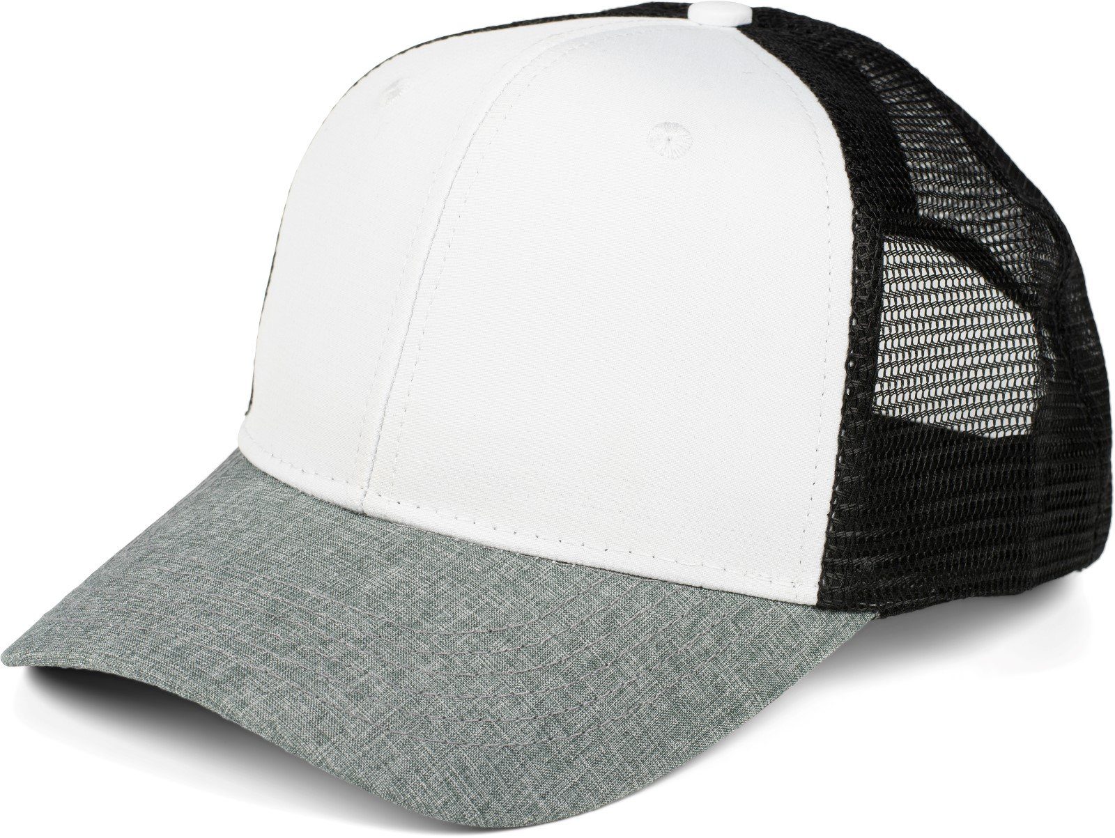 Einsatz Mesh / Trucker meliert Weiß Meliert Cap mit (1-St) styleBREAKER Grau / Cap Snapback Schwarz