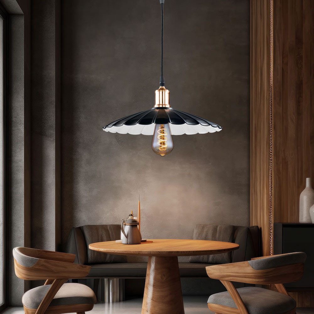 FISCHER & HONSEL Hängeleuchte, Leuchtmittel nicht inklusive, Hängeleuchte Pendelleuchte Esszimmerlampe schwarz weiß E27 Wohnzimmer