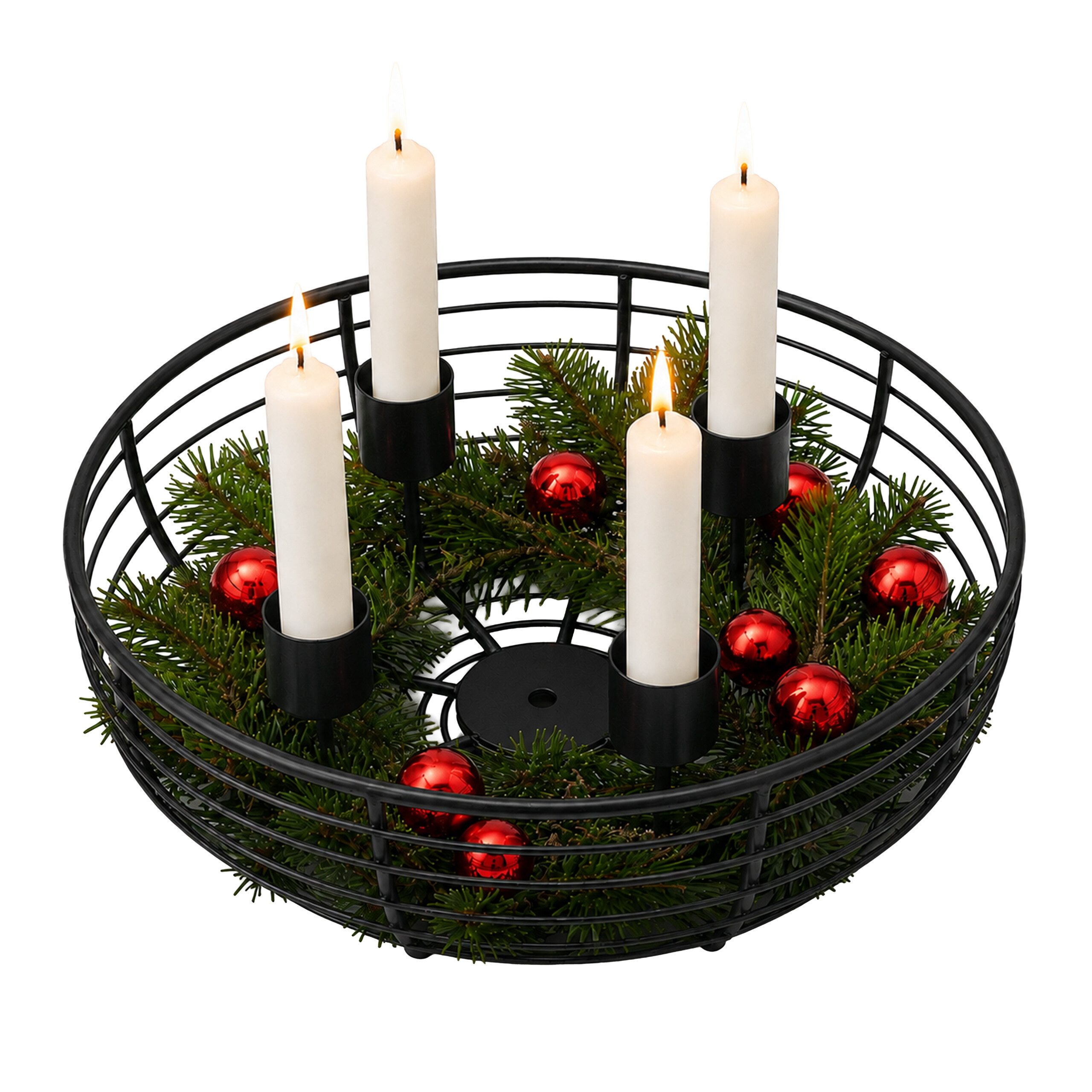 relaxdays Adventskranz Metallschale, schwarz