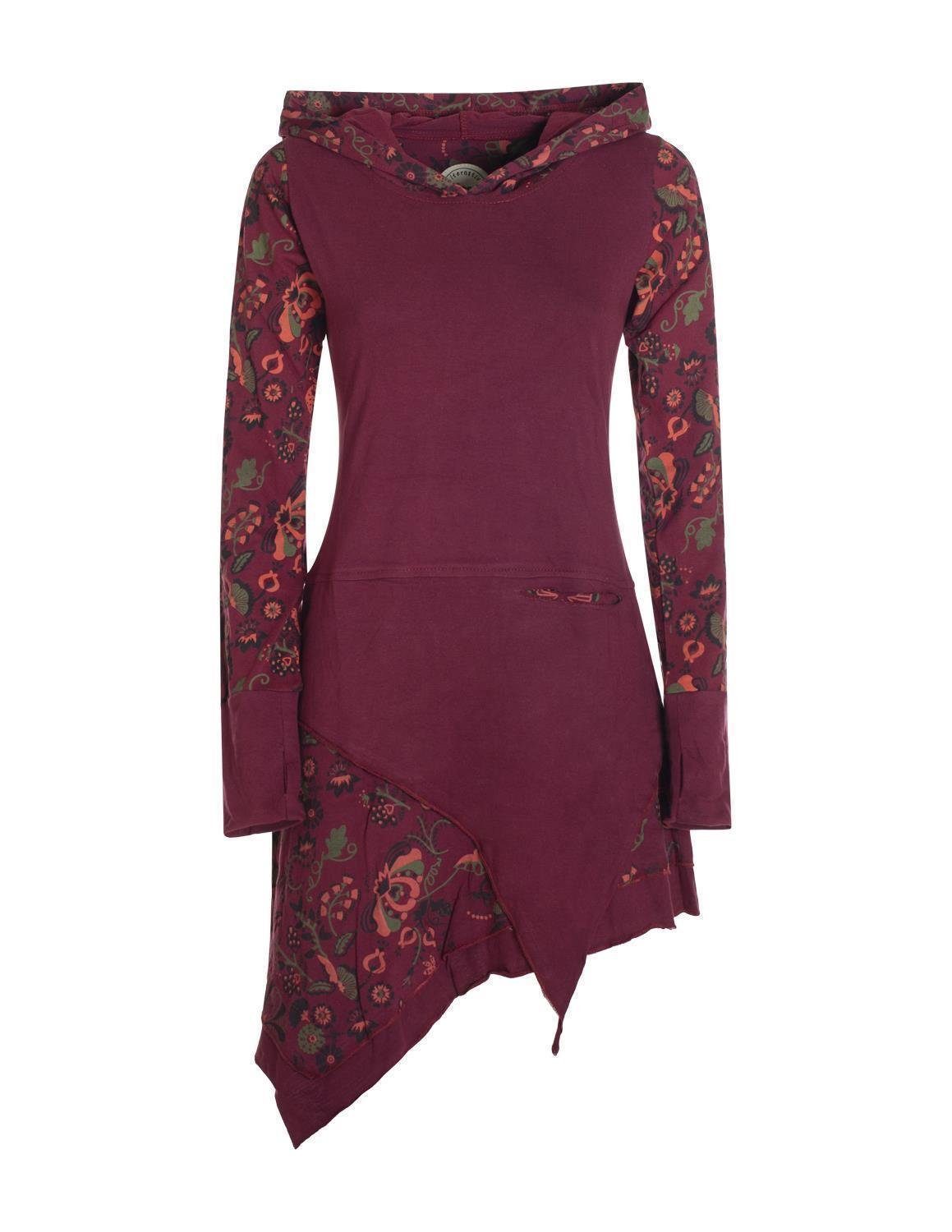 Vishes Zipfelkleid Langarm Kleid Elfen Zipfelige Elfentunika Bedruckt Hippi günstig online kaufen