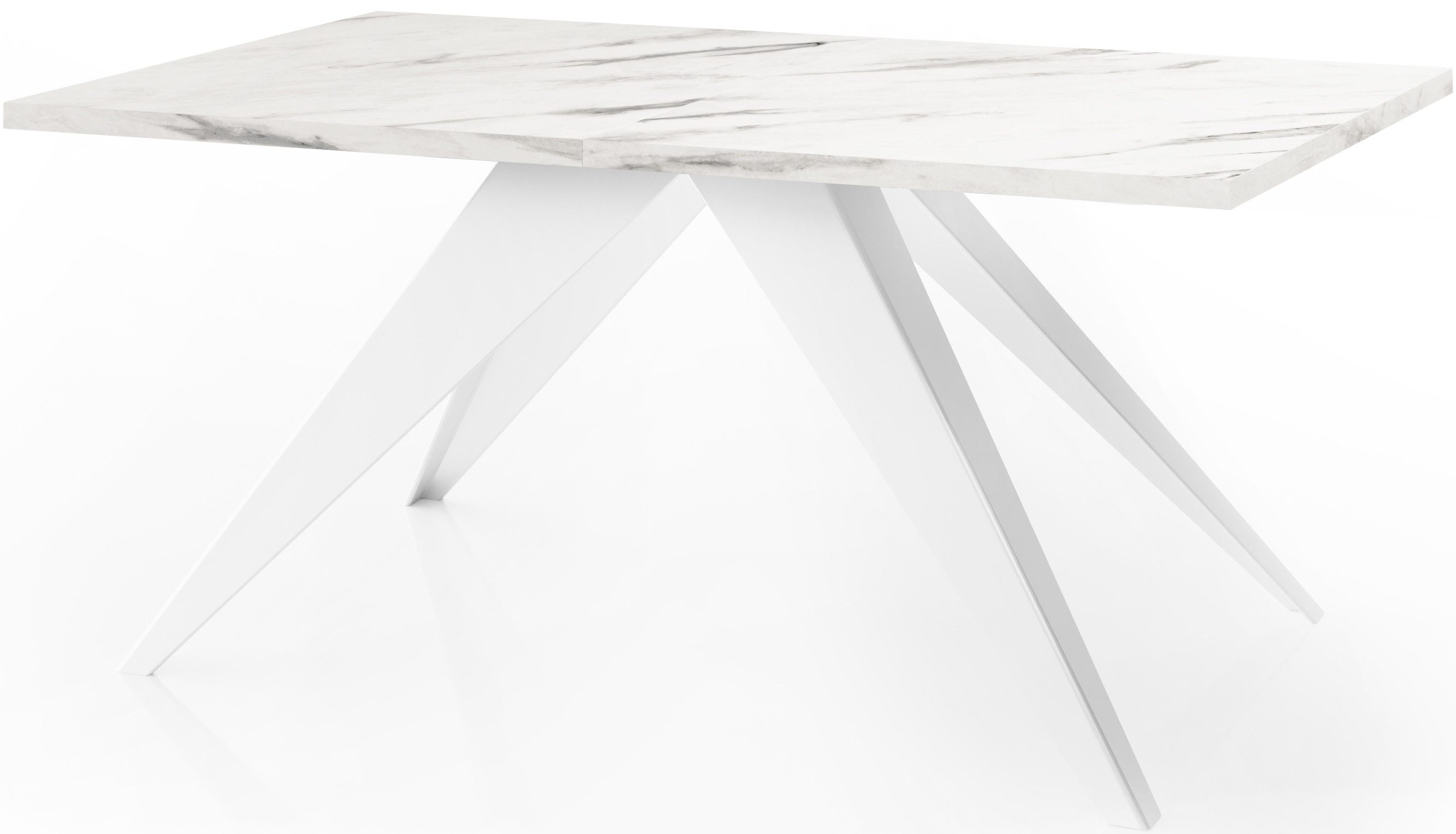 WFL GROUP Esstisch Venus ausziehbar rechteckig mit weißen Metallbeinen (MADE IN EU, erhältlich in zwei Größen – 140/160 cm, ausziehbar auf 240/260 cm), moderner Tisch in Holzoptik für Küche, Esszimmer oder Wohnzimmer
