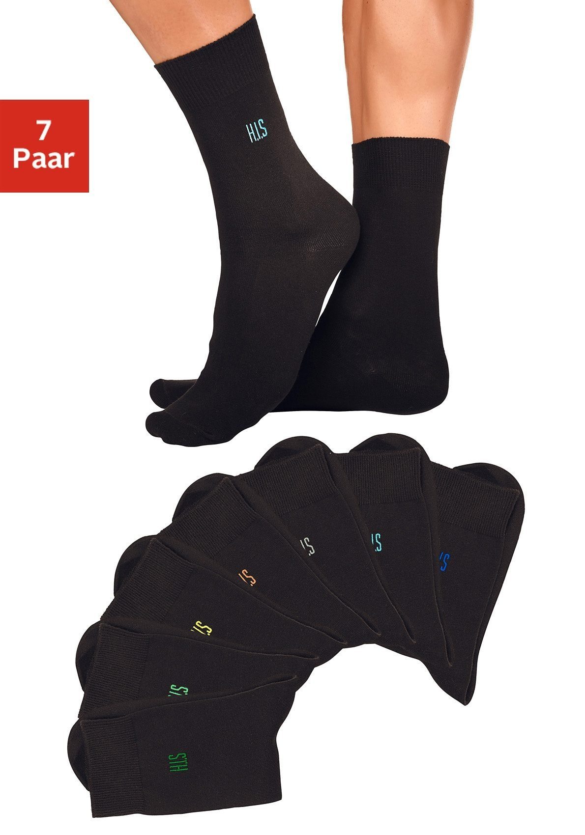 H.I.S Basicsocken (Packung, 7-Paar) mit Komfortbündchen