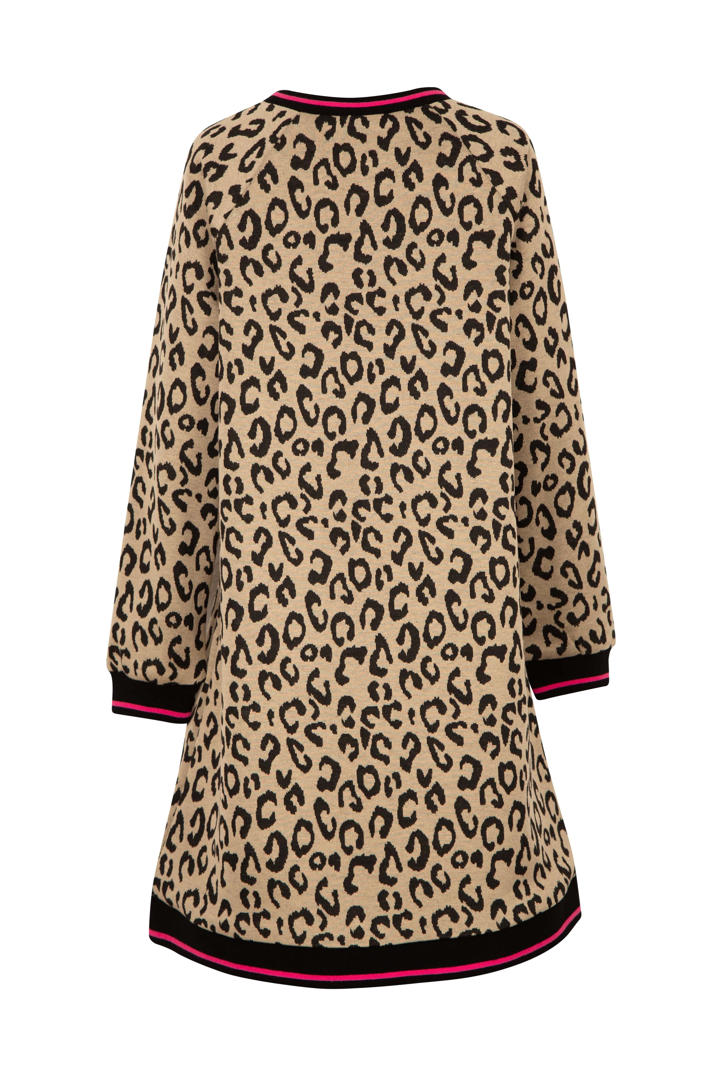 happy girls Strickkleid im tollen Leo-Allovermotiv mit kontrastierten Strickbündchen