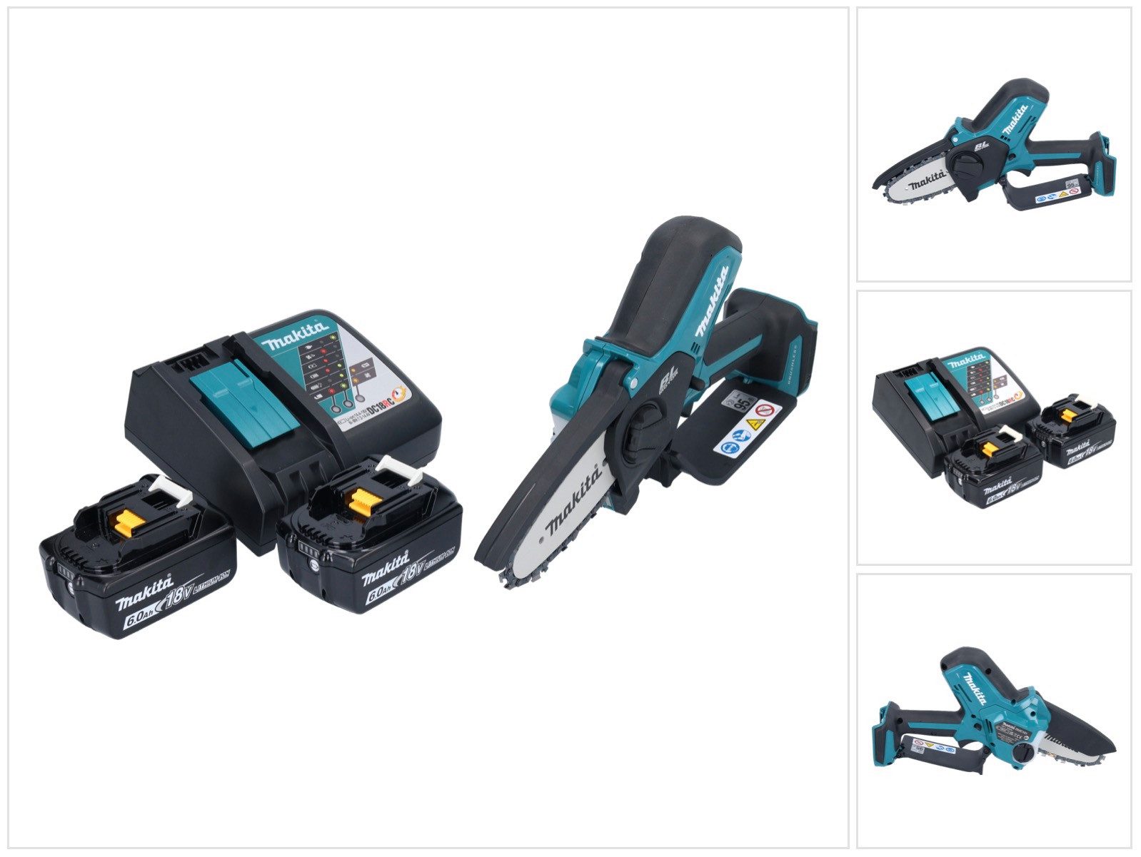 Makita Benzin-Kettensäge DUC 101 RG Akku Astsäge 18 V 10 cm Brushless + 2x Akku 6,0 Ah + Ladeg