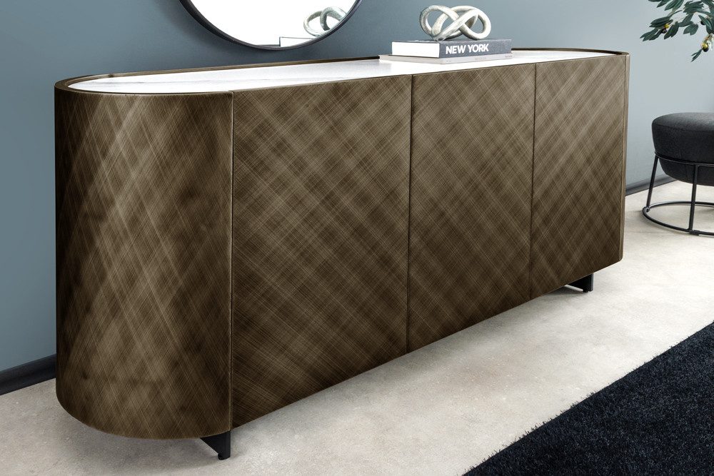 riess-ambiente Sideboard REFLECTION 150cm weiß / bronze · Kommode mit 3D Ef günstig online kaufen