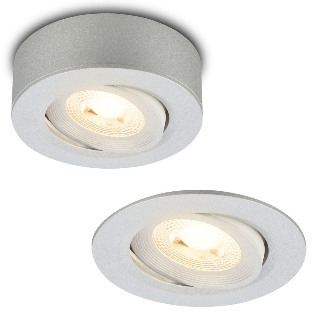 Briloner Leuchten LED Deckenleuchte 7990014, Dimmfunktion, LED fest integriert, 2700K - Extra-Warmweiß, LED Einbauleuchte 90x30mm Chrom-Matt 5W Decke Wohnzimmer Schlafzimmer
