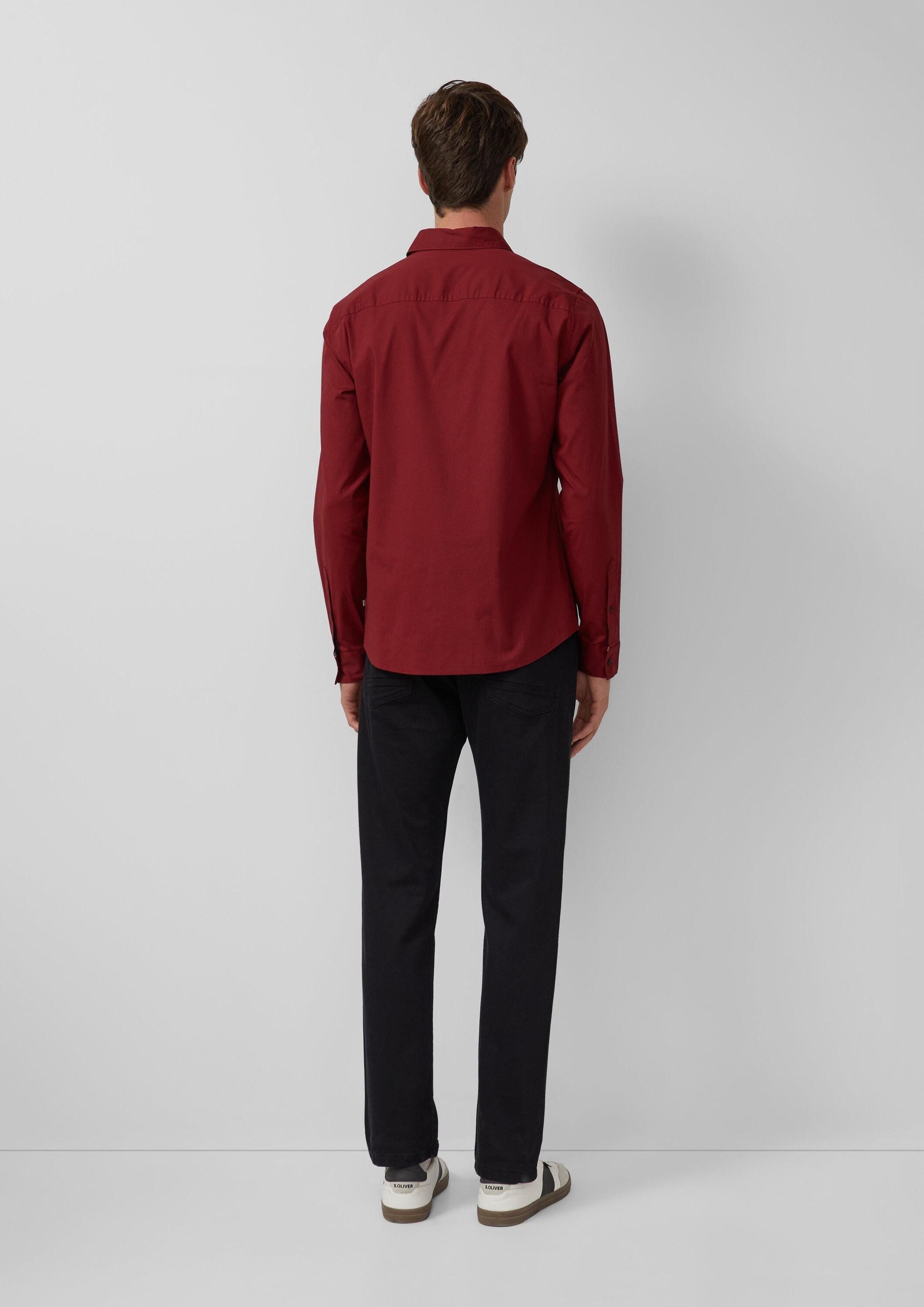 s.Oliver Langarmhemd Hemd Slim Fit: Gemustertes Hemd mit Kentkragen