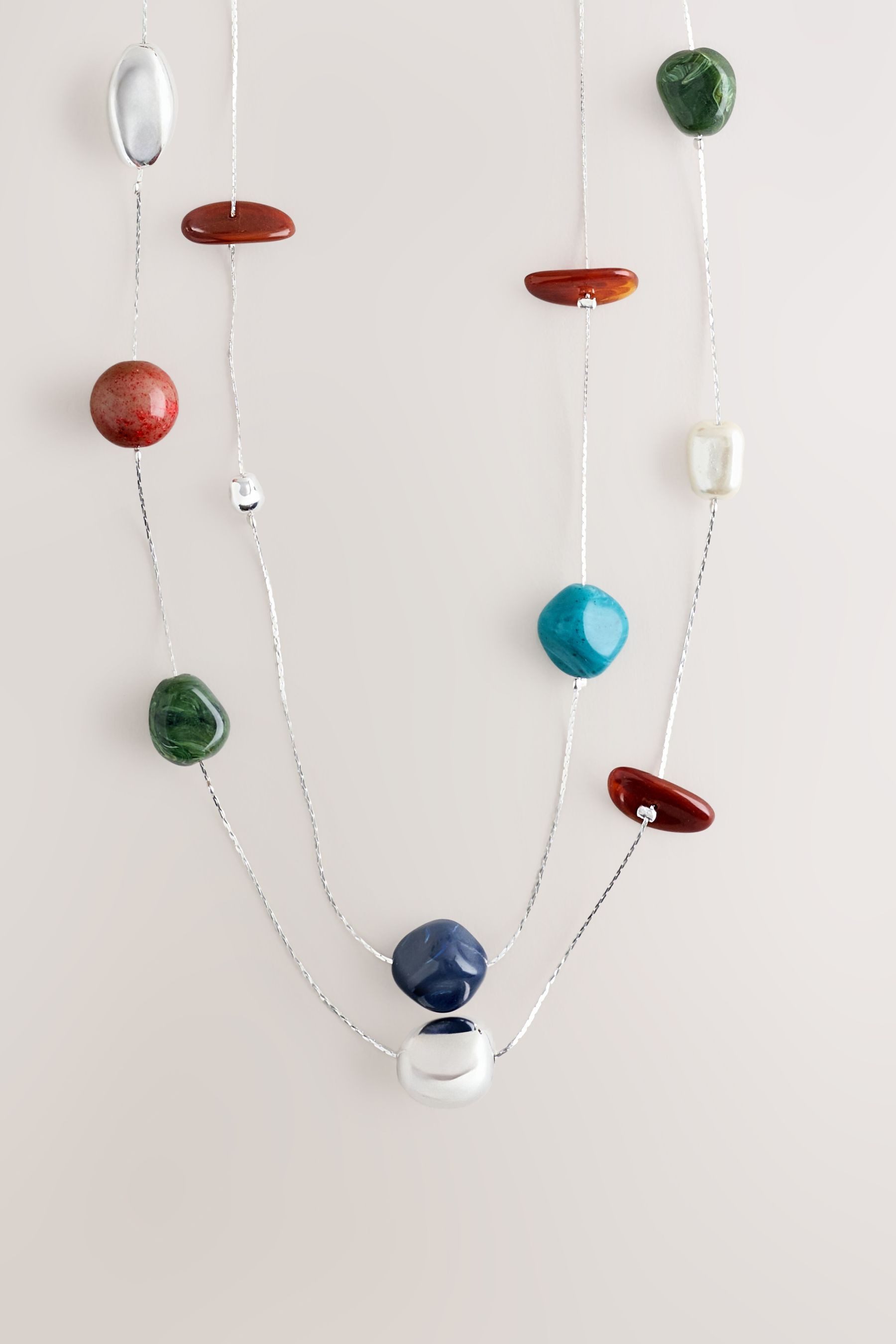 Next Lange Kette Doppelreihige, lange Station-Kette mit Perlen (1-tlg)