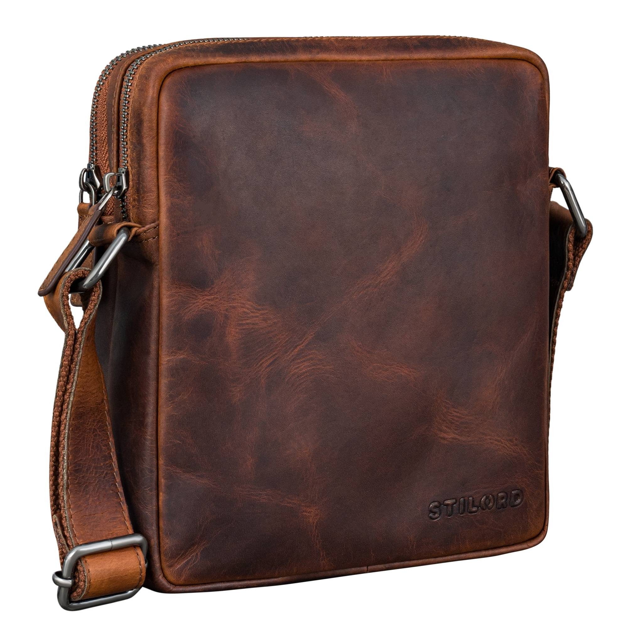 STILORD Schultertasche "Zander" Vintage Leder Umhängetasche Herren Klein für 8 Zoll Tablet