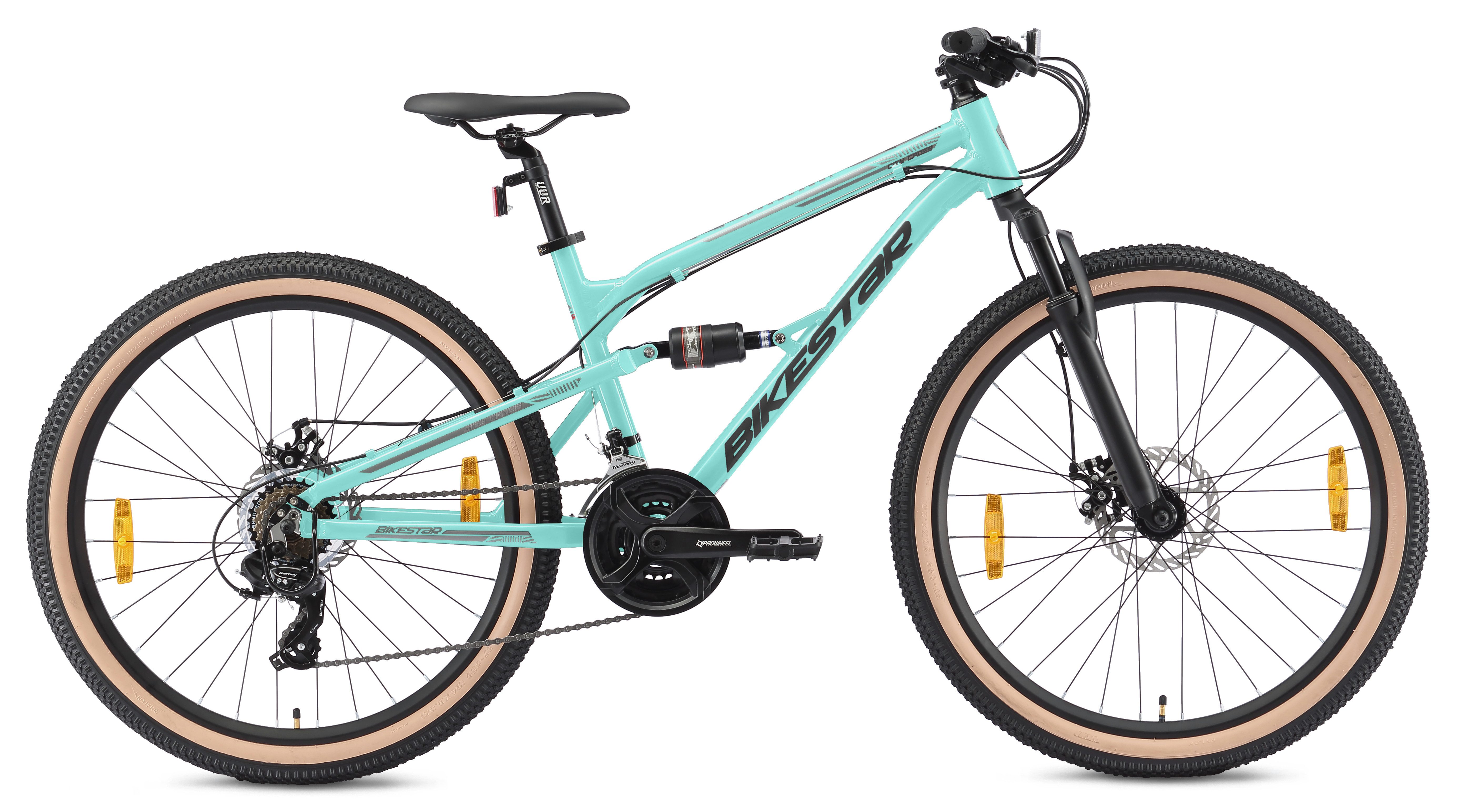 Bikestar Mountainbike, 21 Gang Shimano RD-TY300 Schaltwerk, Kettenschaltung, für Damen und Herren, Kettenschaltung