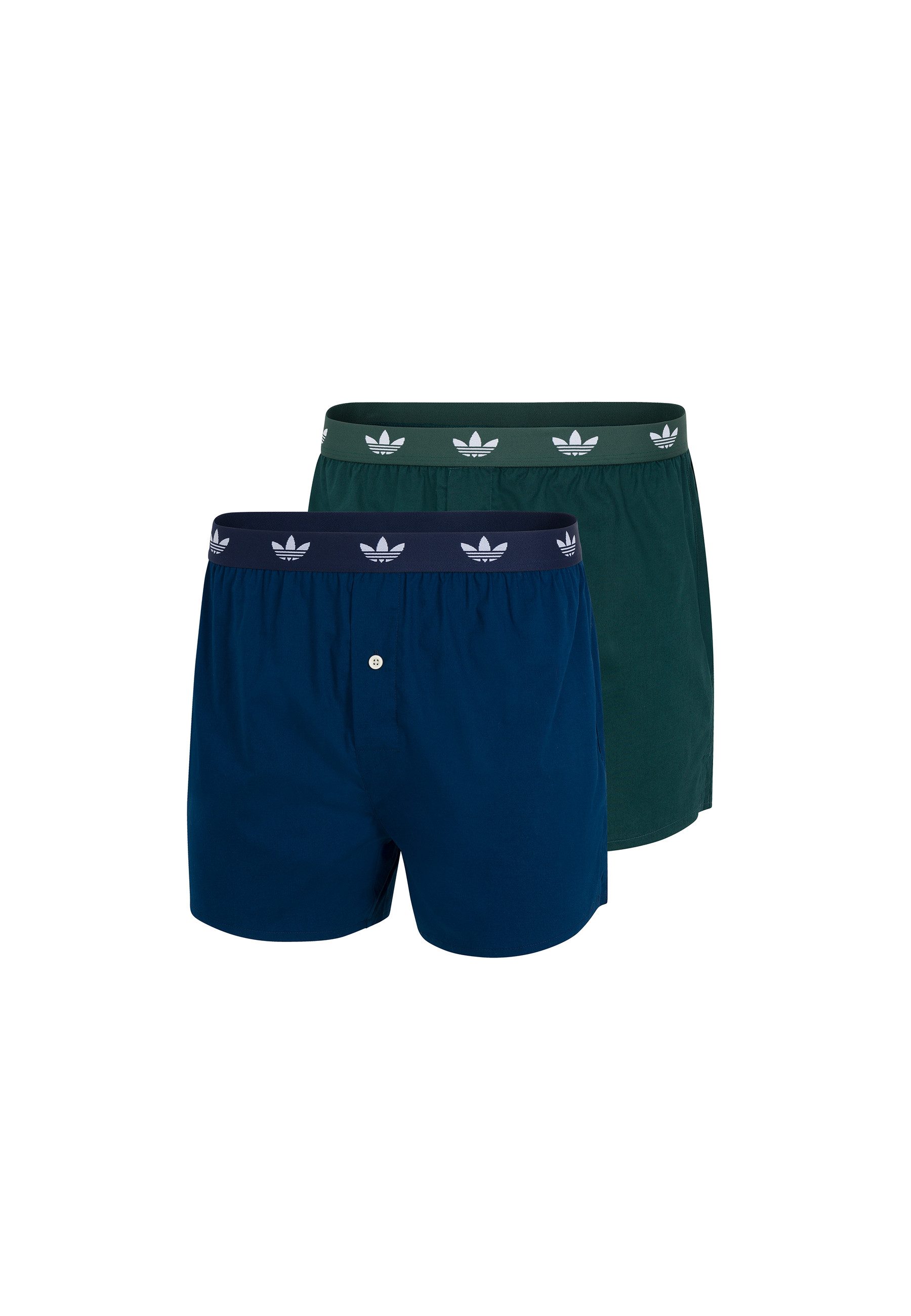 adidas Originals Trunk Comfort Cotton Woven (2er Pack) Baumwolle, weit, elastischer Bund, Eingriff mit Knopf