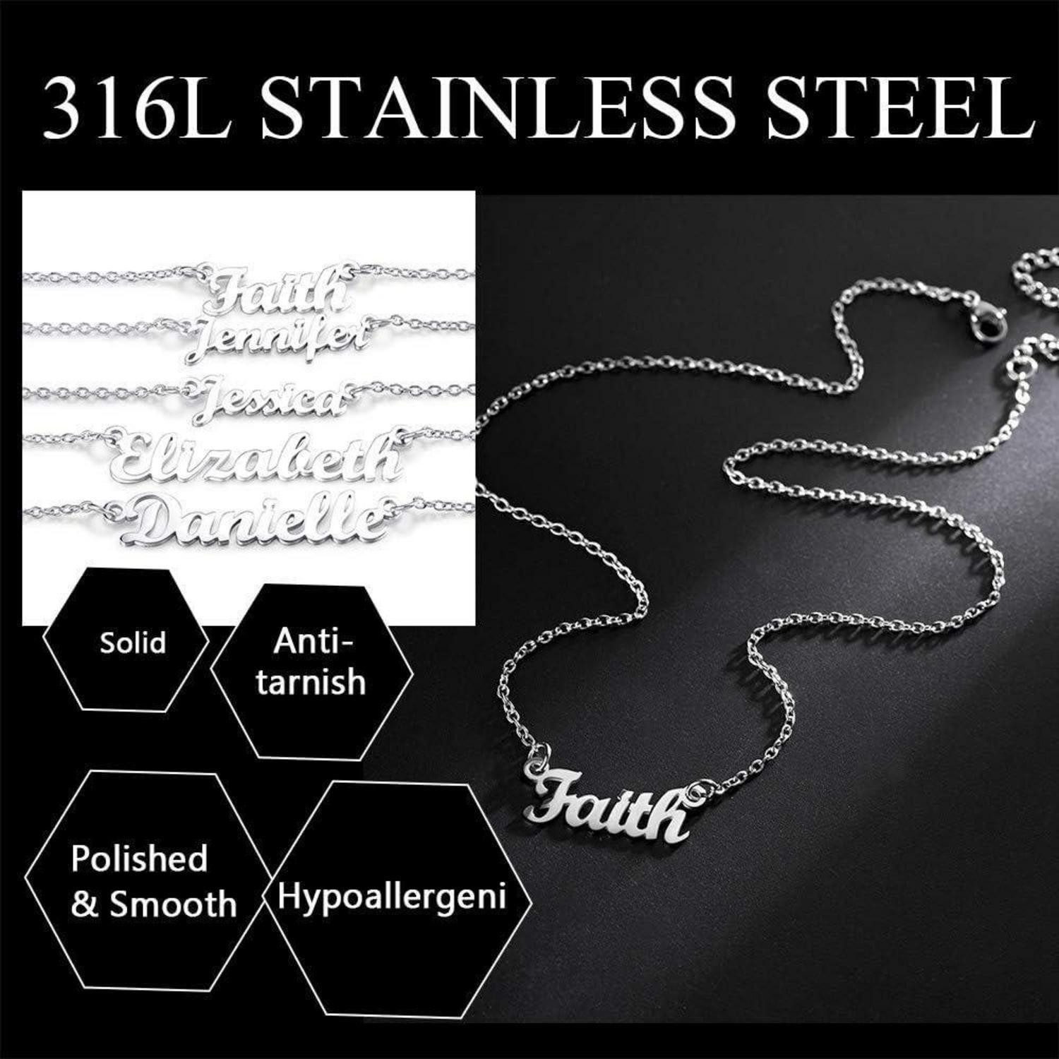 LuxusKollektion Namenskette Namenskette Damen Edelstahl vergoldet 45cm Danielle-Edelstahl