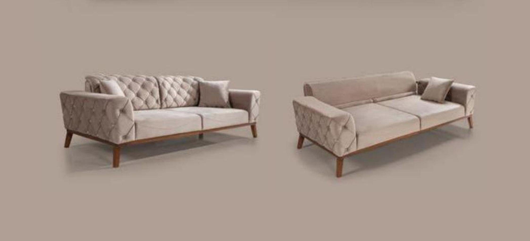 Sessel Sitz Made Sofa 3+3+1 Sofagarnitur Europe in Braun Stoff, Wohnzimmer Sofa JVmoebel