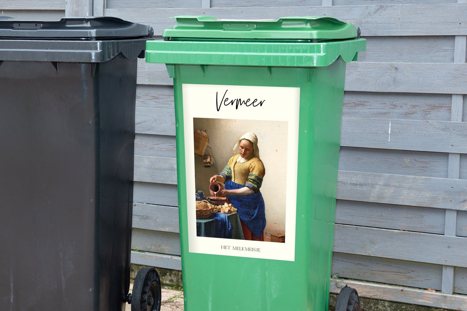 - St), Wandsticker Vermeer Johannes - Milchmädchen Meister Container, Abfalbehälter (1 Mülltonne, MuchoWow Alte Das Mülleimer-aufkleber, Sticker,