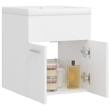 vidaXL Badezimmerspiegelschrank Waschbeckenunterschrank mit Einbaubecken Weiß Holzwerkstoff (1-St)