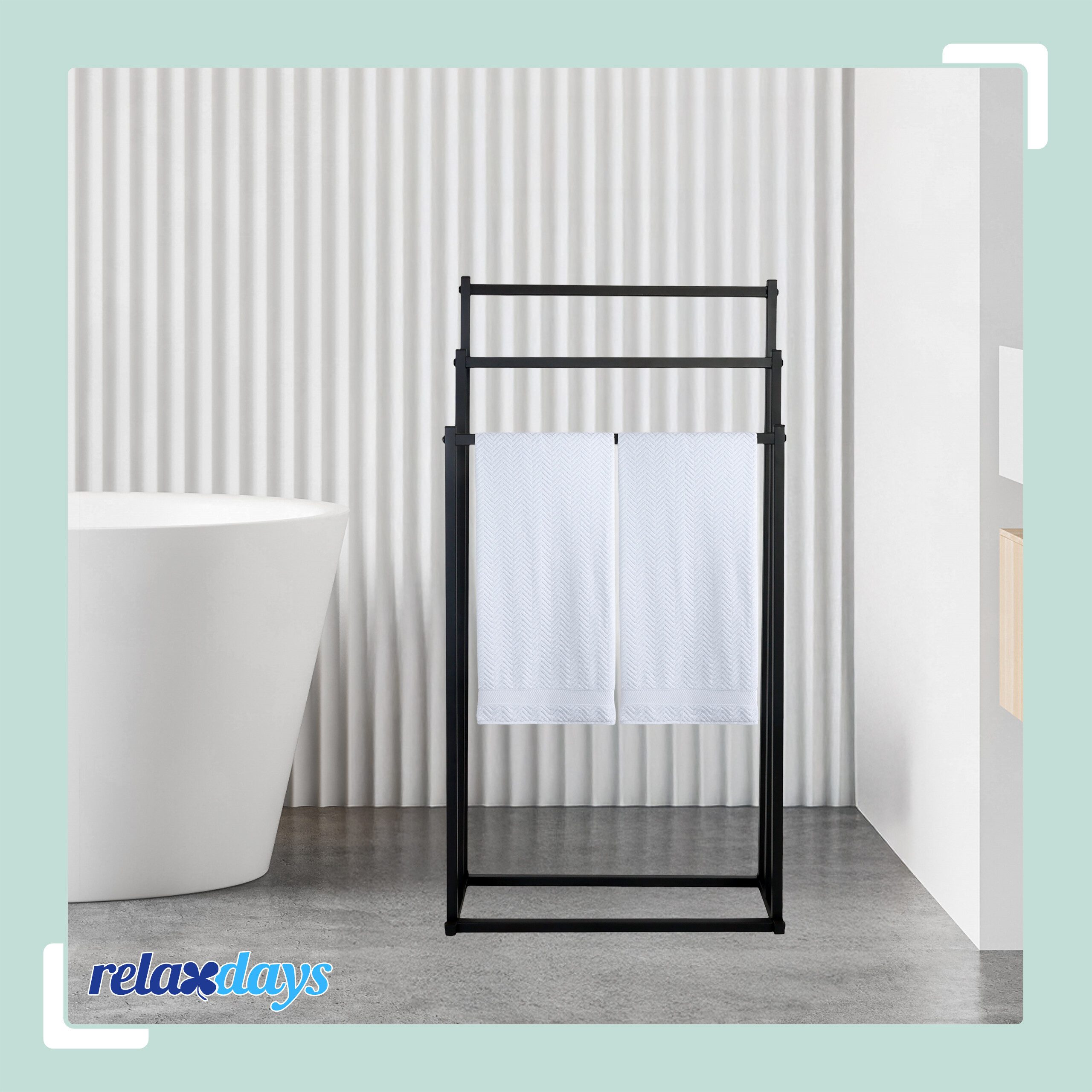 relaxdays Handtuchständer mit 3 Stange, schwarz günstig online kaufen